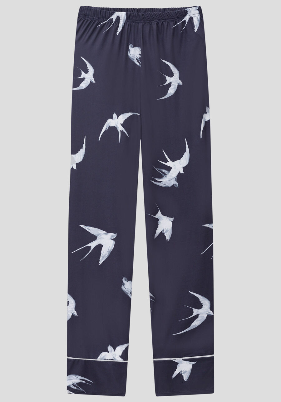 Pijama Longo em Tecido Decote V, LIBERTE MARINHO, large.