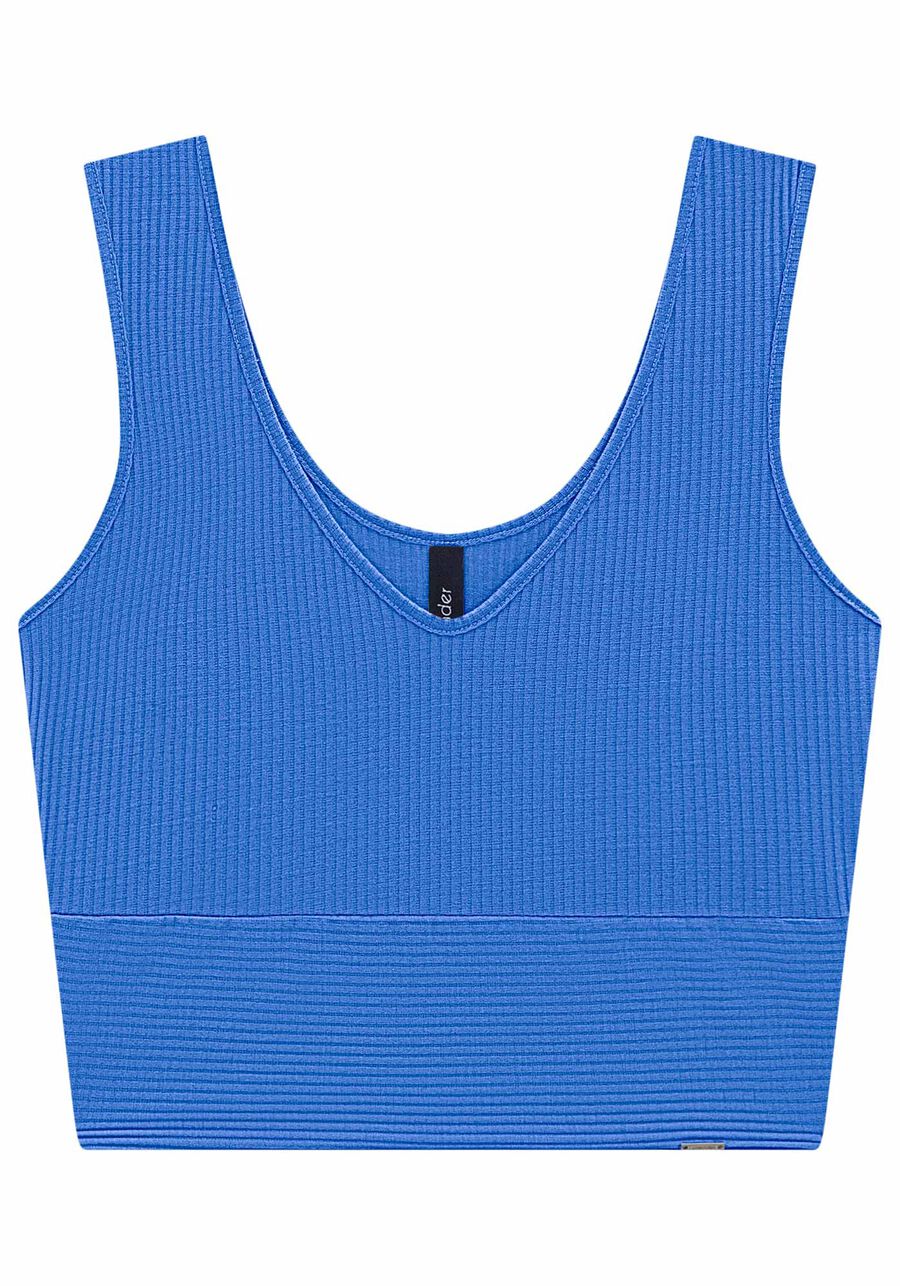 Blusa Cropped De Alças Com Decote V Em Malha Canelada, . Blusa Cropped De Alças Com Decote V Em Malha Canelada, , large.