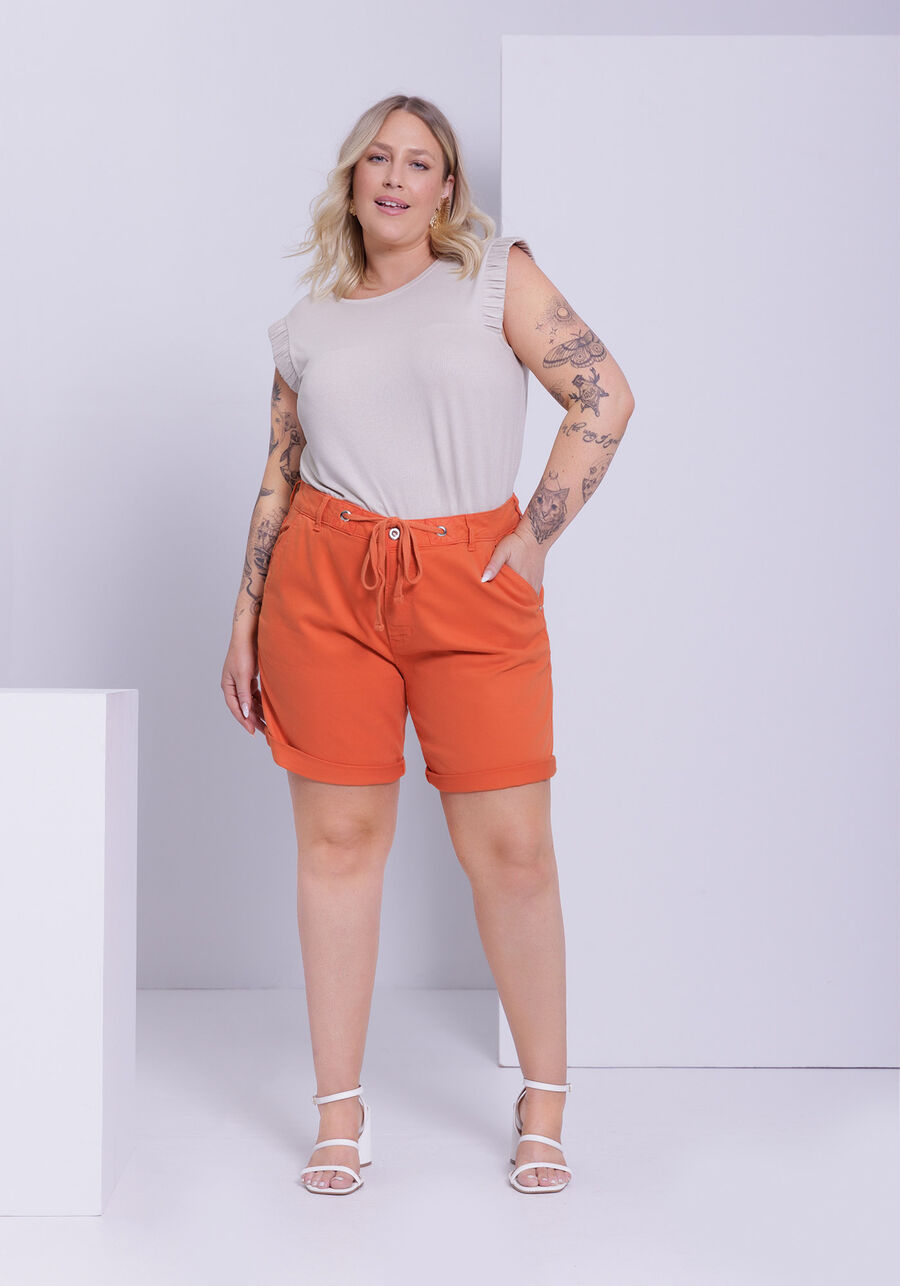 Shorts Boyfriend Plus Size Com Bolsos Em Sarja Com Elastano, . Shorts Boyfriend Plus Size Com Bolsos Em Sarja Com Elastano, , large.