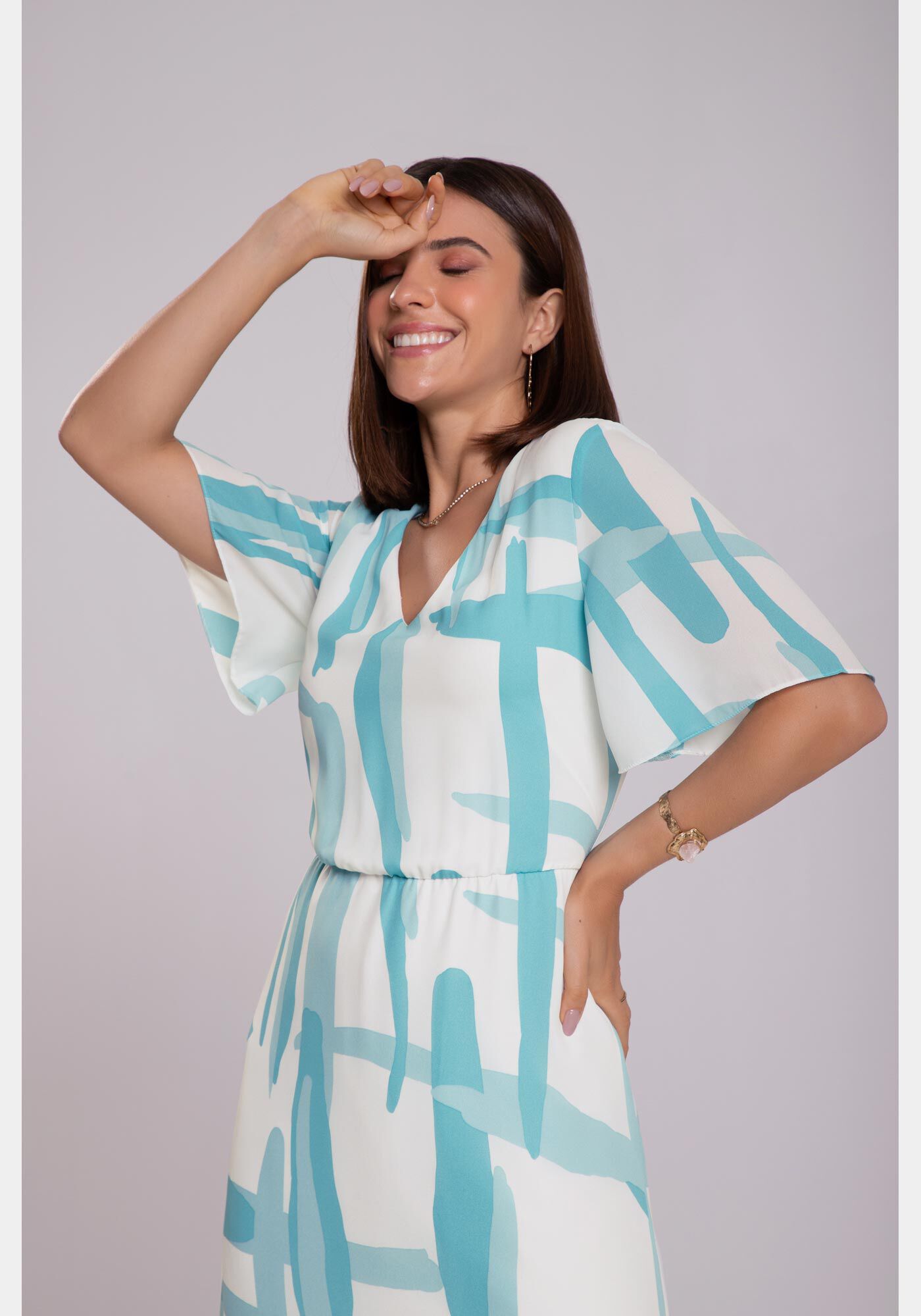 Vestido Midi Crepe Chiffon Estampado