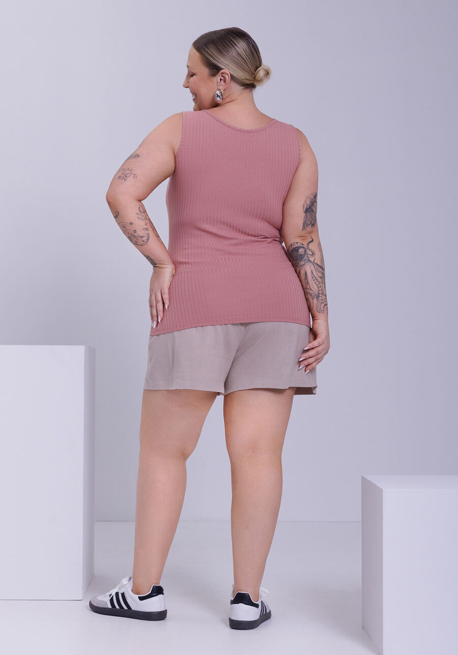 Blusa Regata Lisa Canelada Com Decote Redondo, ROSA FAIRY. Blusa Regata Lisa Canelada Com Decote Redondo, ROSA FAIRY, large.