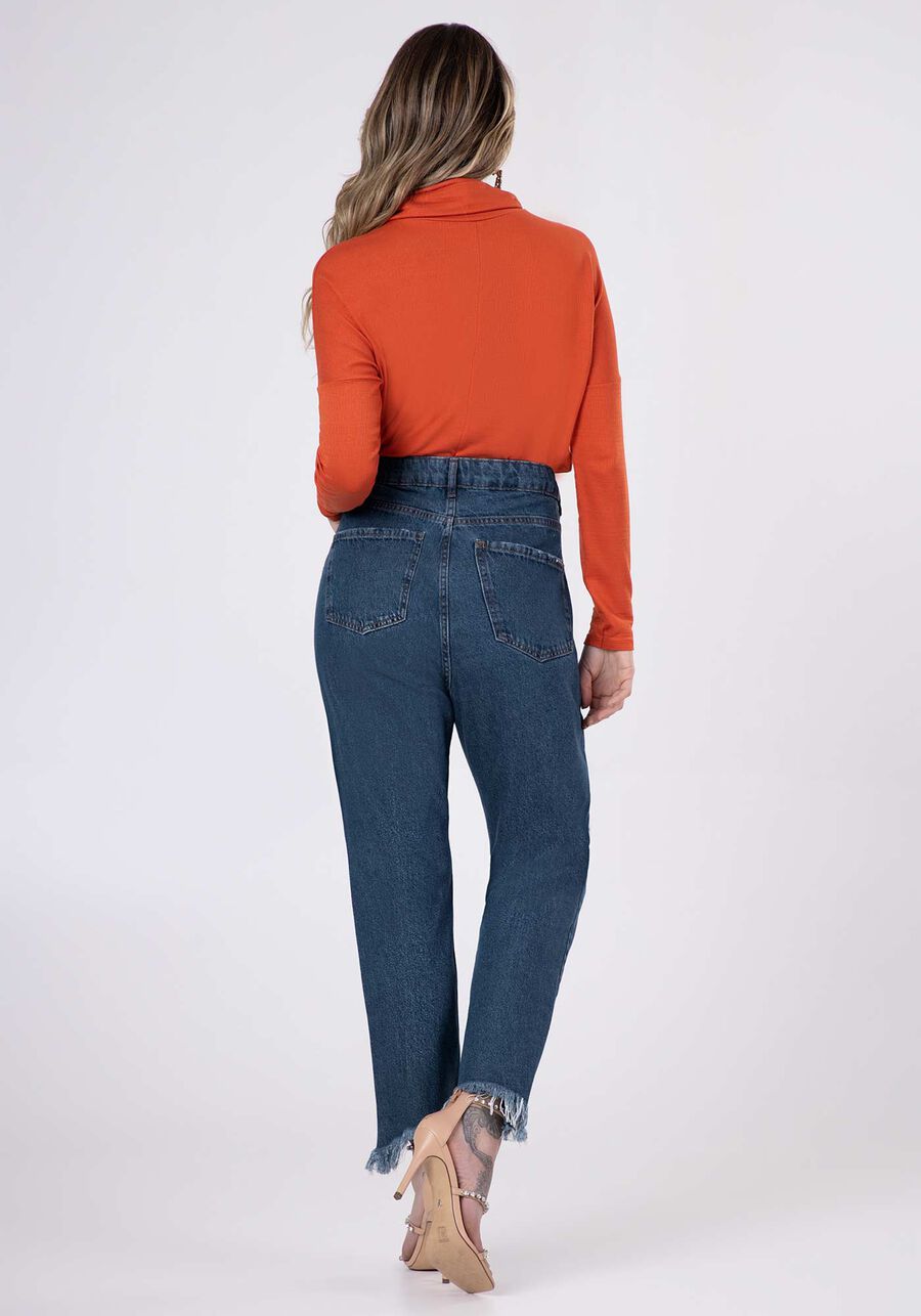 Calça Jeans Mommy com Lenço Decorativo, . Calça Jeans Mommy com Lenço Decorativo, , large.