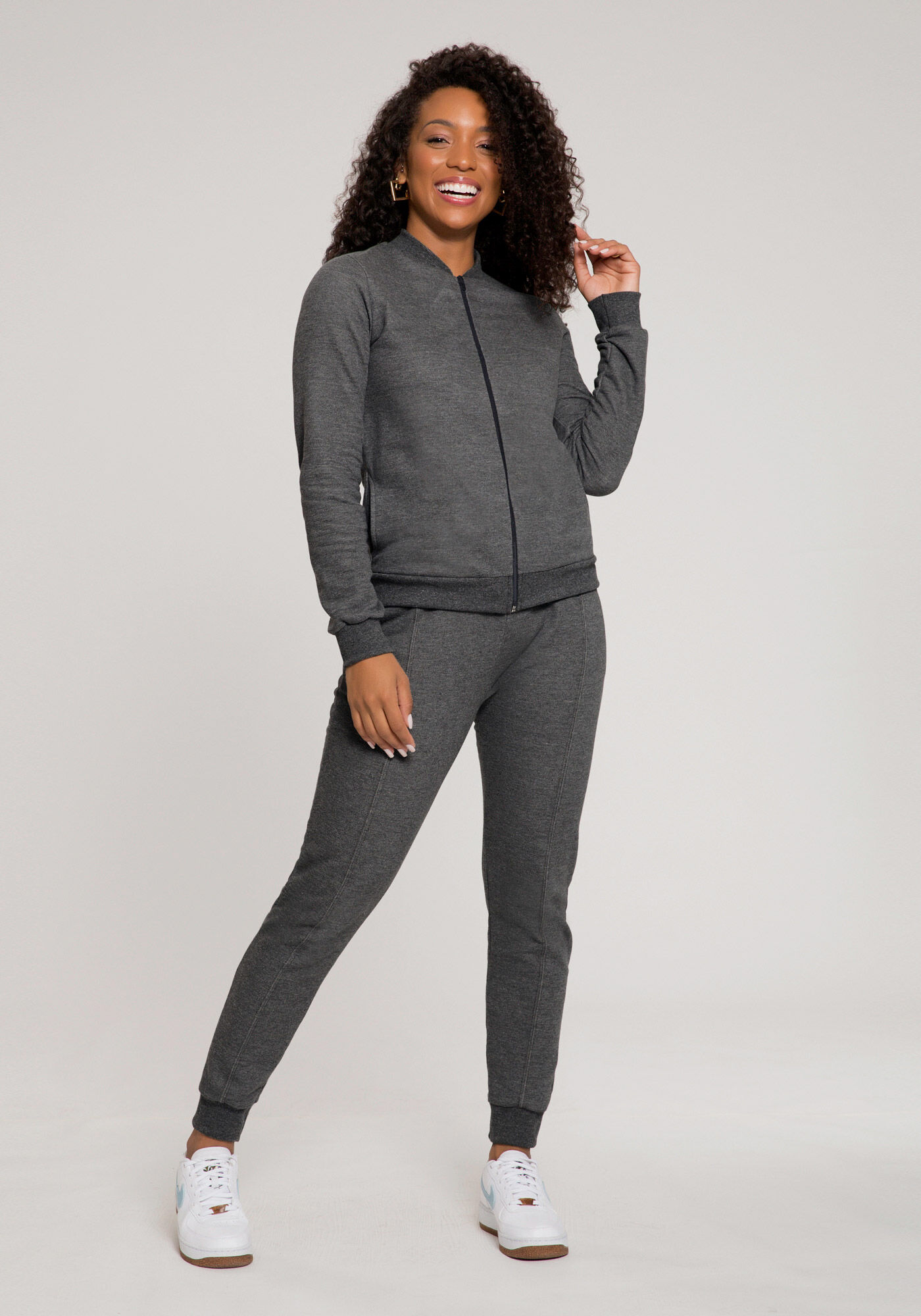 Jaqueta Com Z&iacute;per Em Moletom Felpado, , large.