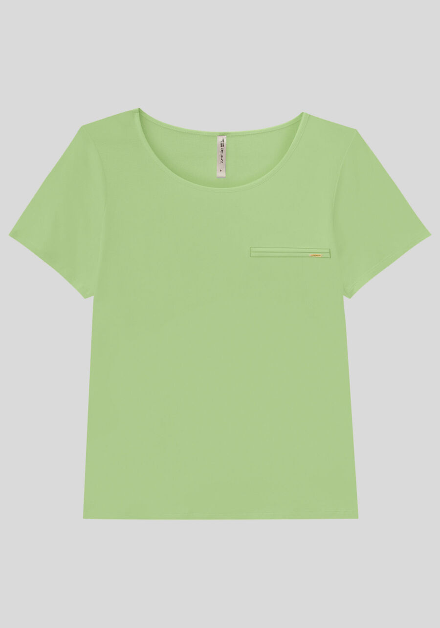 Blusa Básica Plus Size em Malha com Lapela, VERDE IOIO, large.