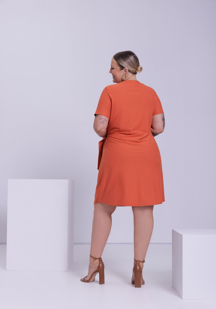 Vestido Curto Plus Size em Malha com Laço Cintura, . Vestido Curto Plus Size em Malha com Laço Cintura, , large.