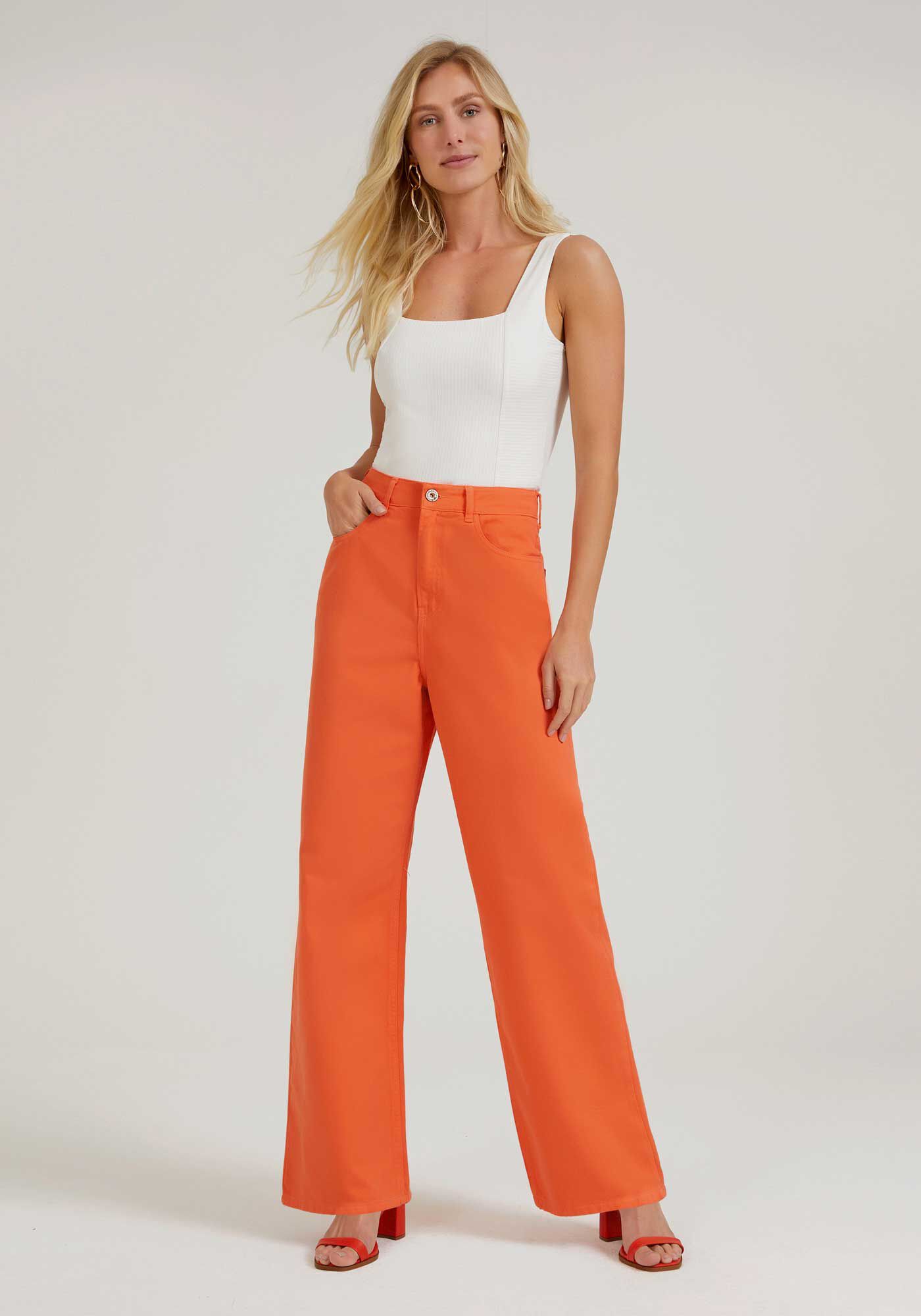 Calça store sarja laranja