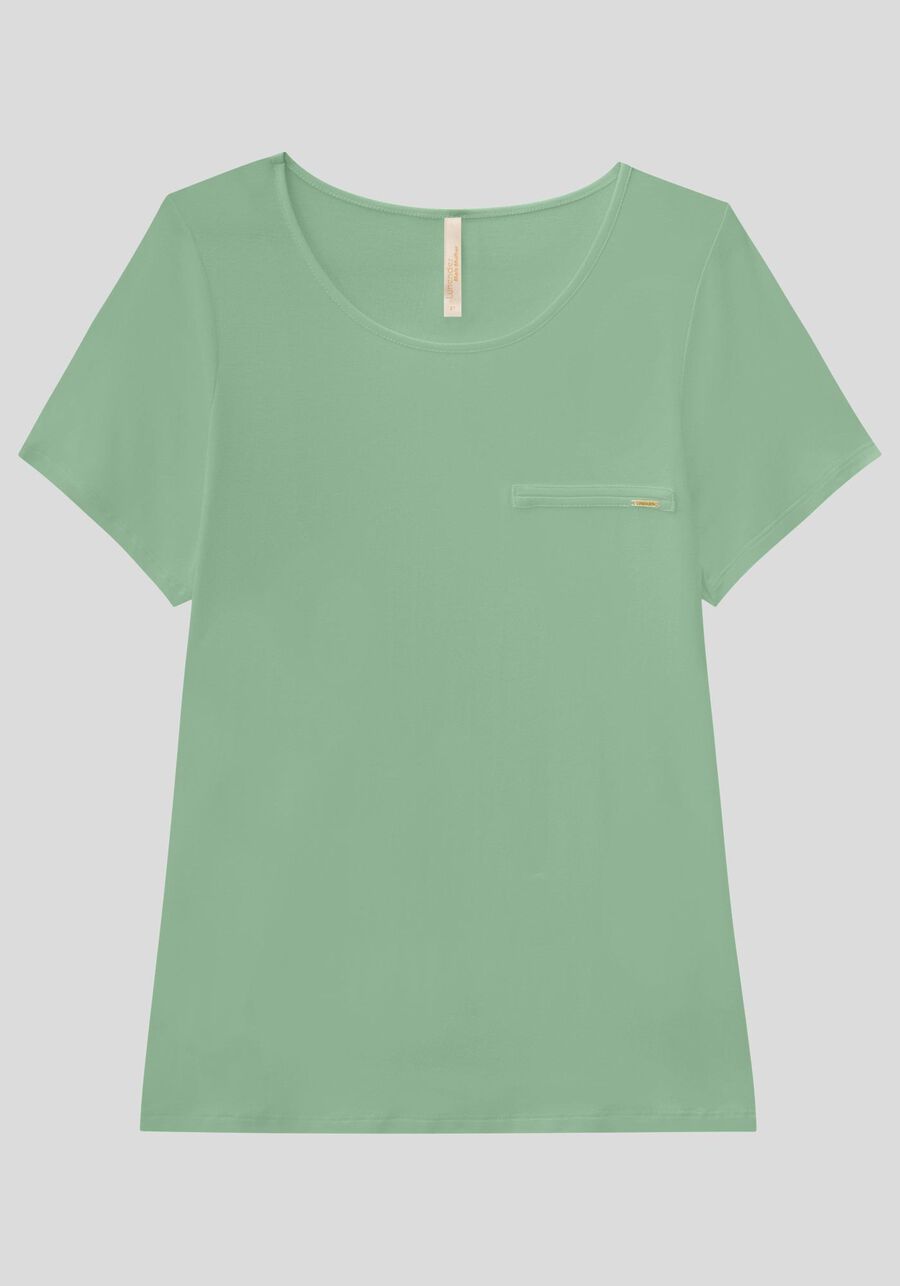 Blusa Básica Lisa De Mangas Curtas Com Detalhe Frontal, . Blusa Básica Lisa De Mangas Curtas Com Detalhe Frontal, , large.