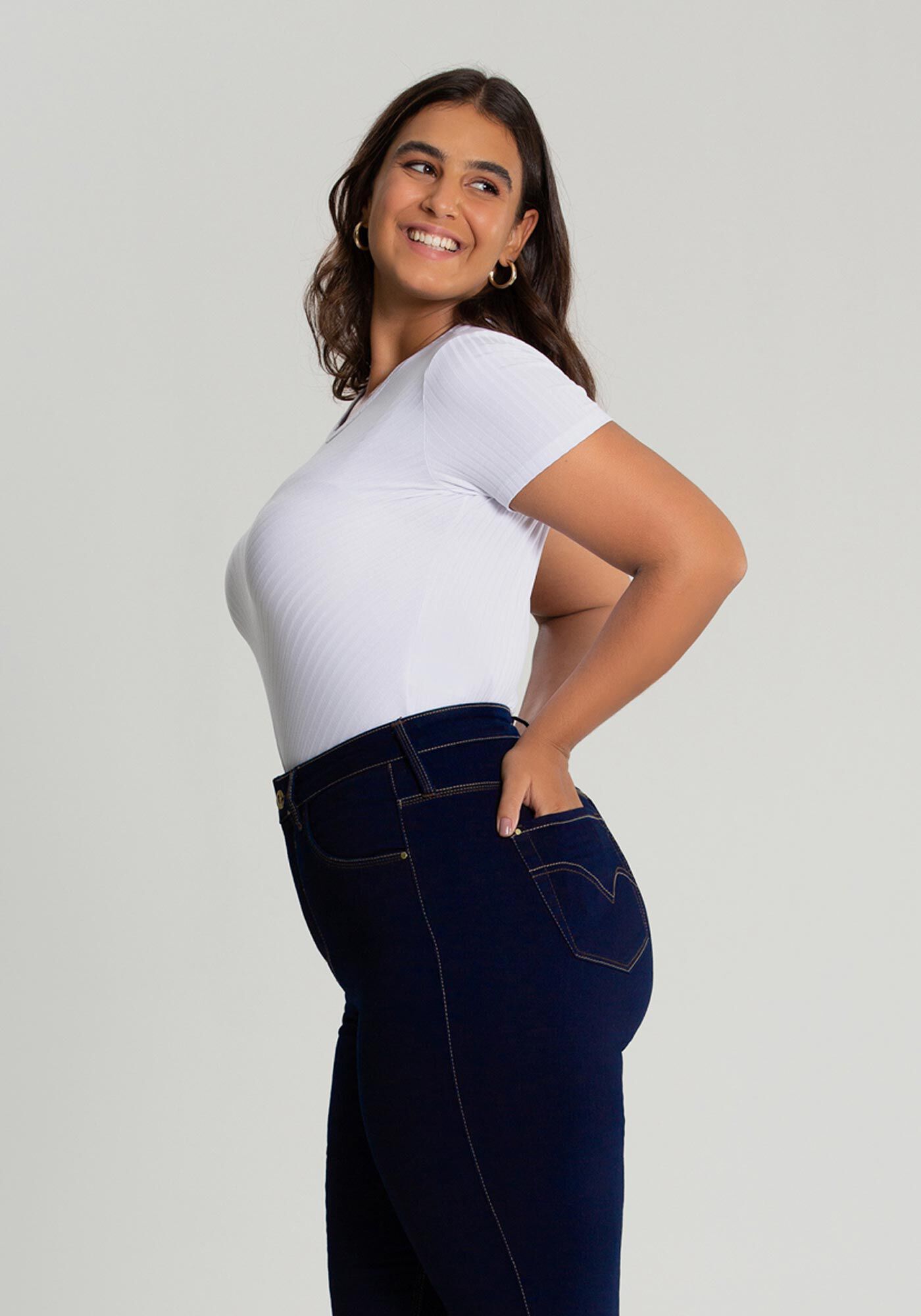 Calça jeans shop feminina chapa barriga