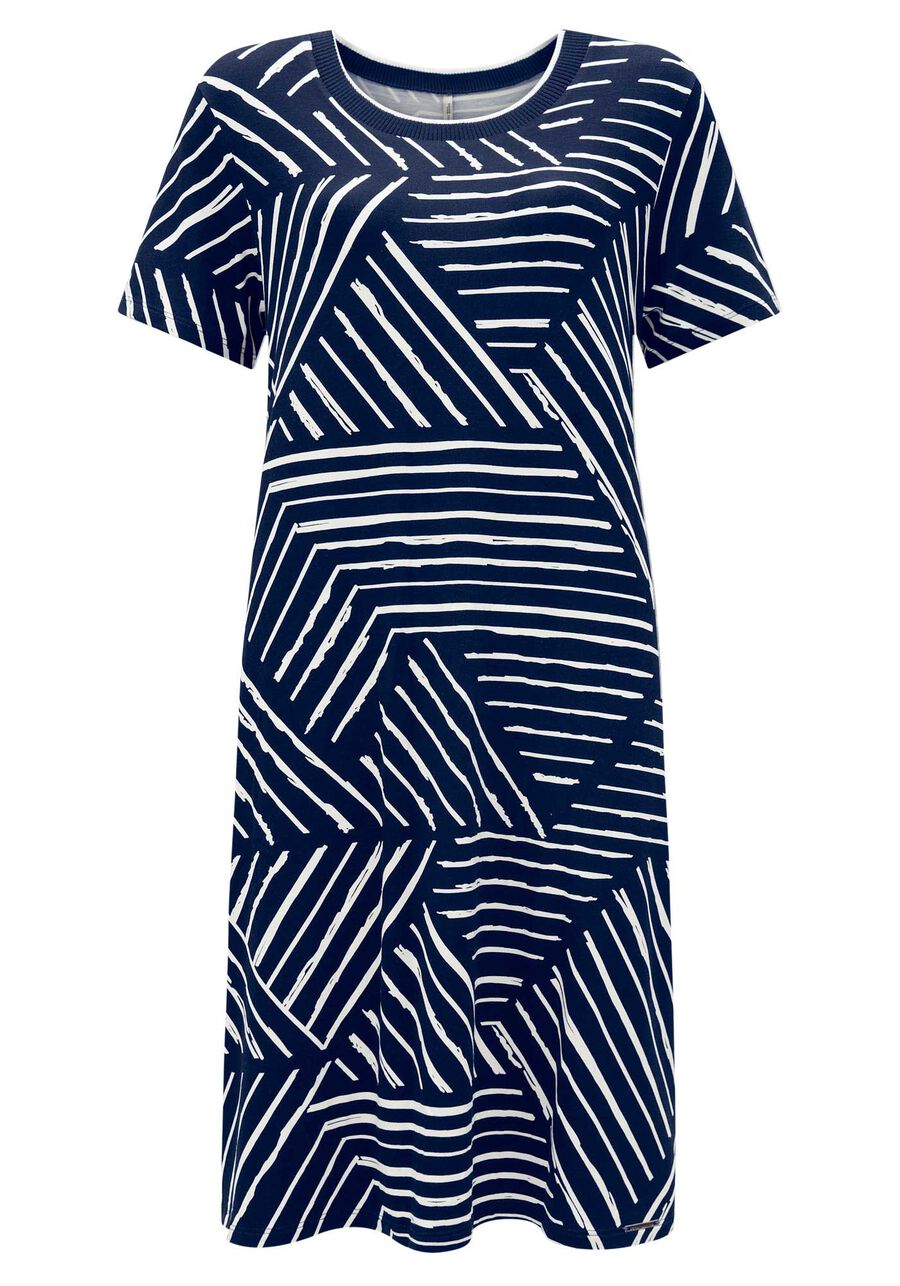 Vestido Midi Estampado Mangas Curtas Com Decote Em Retilínea, . Vestido Midi Estampado Mangas Curtas Com Decote Em Retilínea, , large.