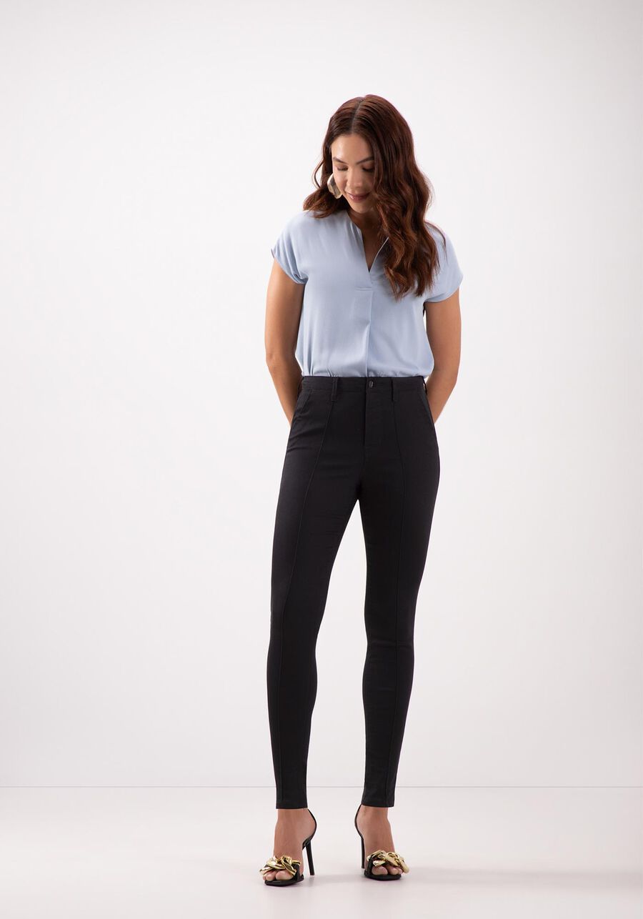 Calça Skinny Em Sarja Com Cintura Média Chapa Barriga, . Calça Skinny Em Sarja Com Cintura Média Chapa Barriga, , large.