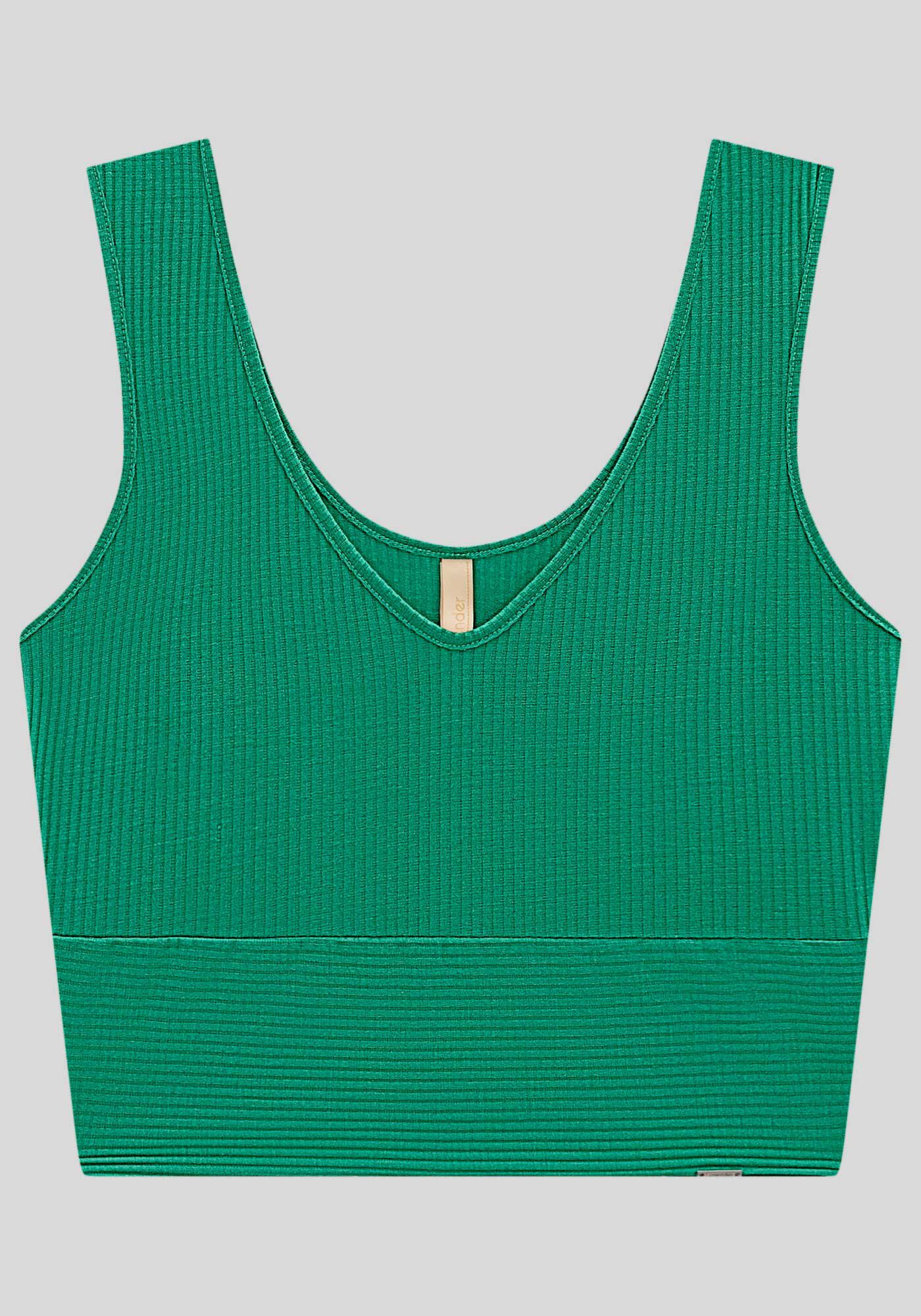 Regata Cropped Canelada com Decote V, , large.