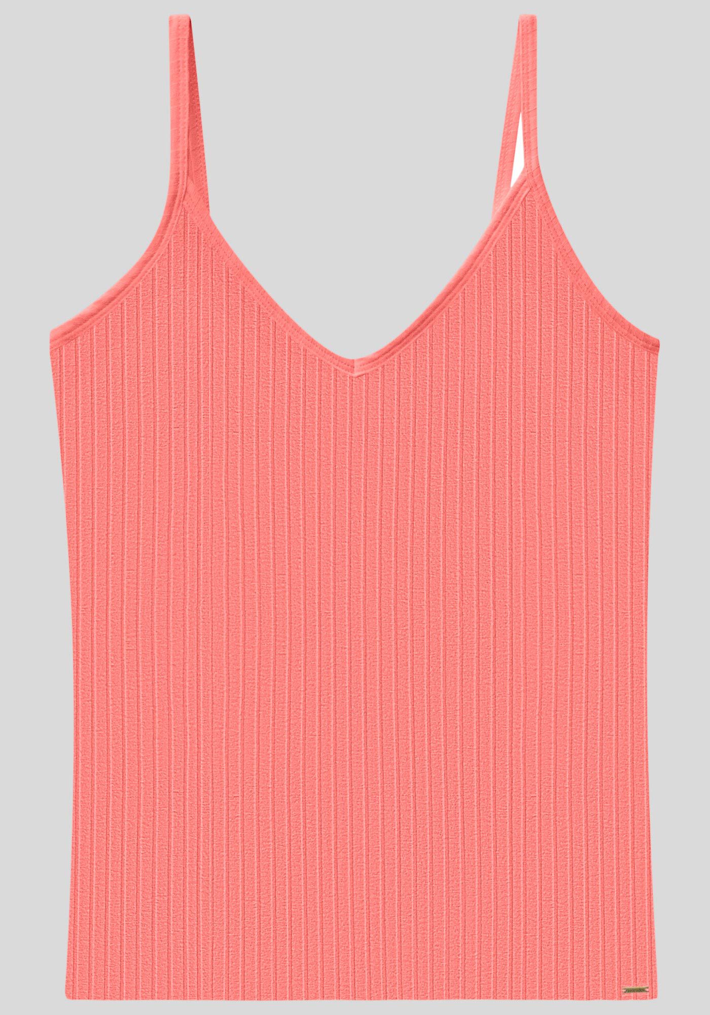 Blusa Regata B&aacute;sica De Al&ccedil;as Finas Em Malha Canelada, , large.