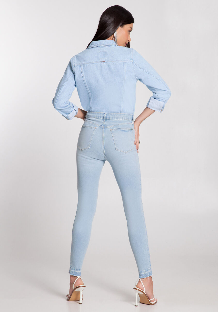 Calça Jeans Claro Skinny Destroyed Chapa Barriga, . Calça Jeans Claro Skinny Destroyed Chapa Barriga, , large.