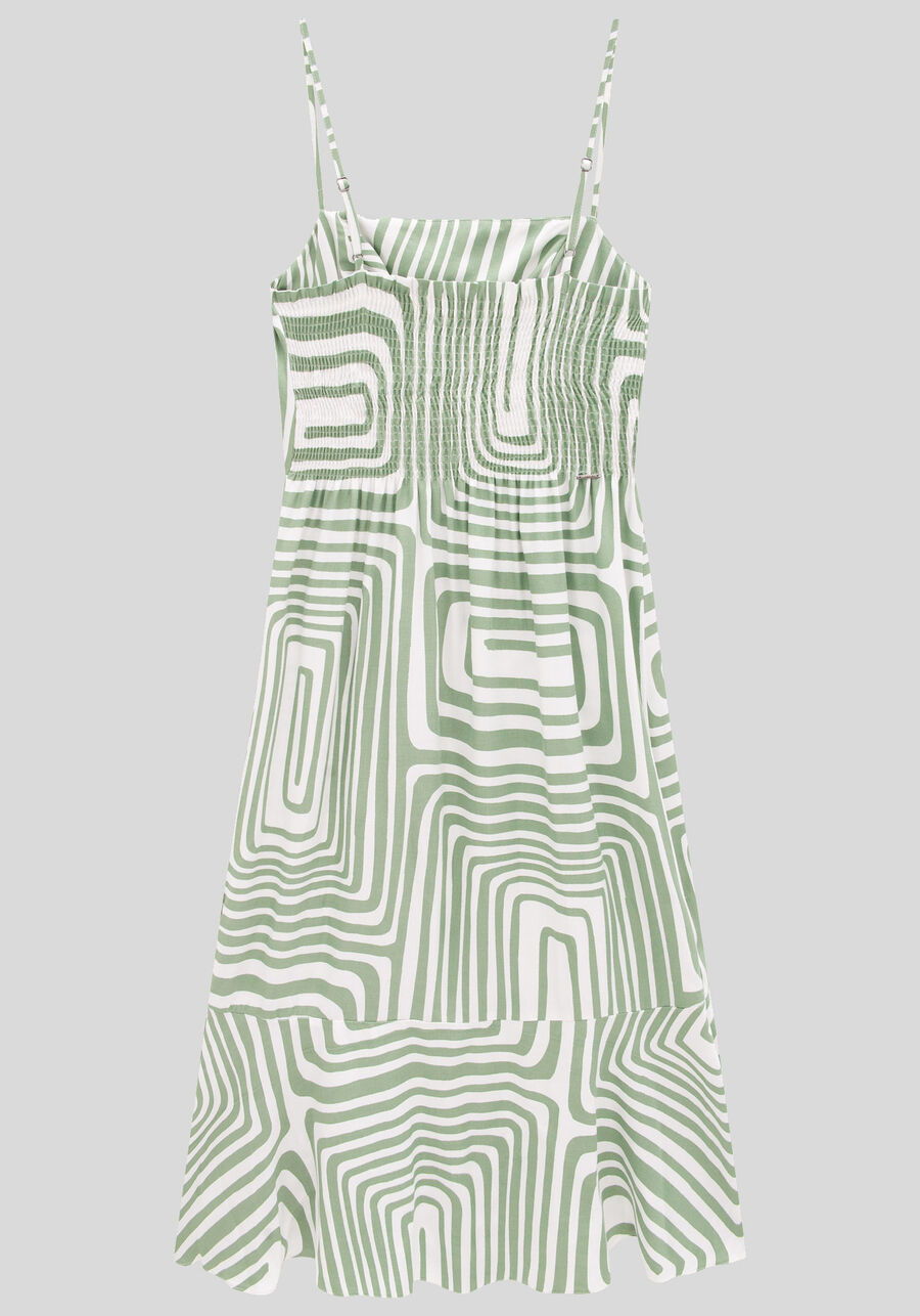 Vestido Midi Estampado em Viscose com Decote Reto, CONTORNOS VERDE. Vestido Midi Estampado em Viscose com Decote Reto, CONTORNOS VERDE, large.