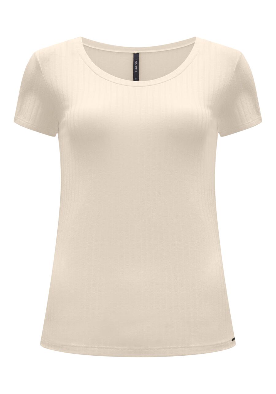 Blusa Em Malha Canelada Com Mangas Curtas E Decote Redondo, . Blusa Em Malha Canelada Com Mangas Curtas E Decote Redondo, , large.