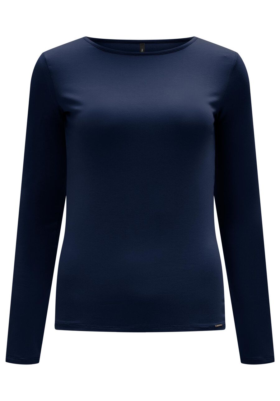 Blusa Básica De Mangas Longas Em Malha Com Elastano, . Blusa Básica De Mangas Longas Em Malha Com Elastano, , large.