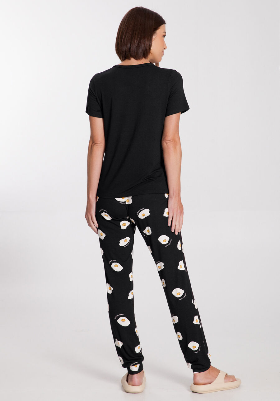 Pijama Estampado em Malha com Blusa e Calça, . Pijama Estampado em Malha com Blusa e Calça, , large.