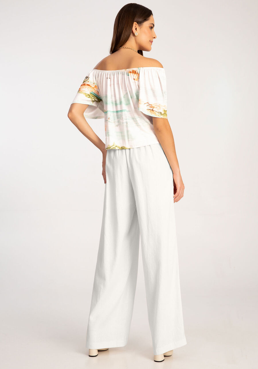 Blusa Ombro a Ombro em Malha Viscose Estampada, BORA BORA OFF. Blusa Ombro a Ombro em Malha Viscose Estampada, BORA BORA OFF, large.