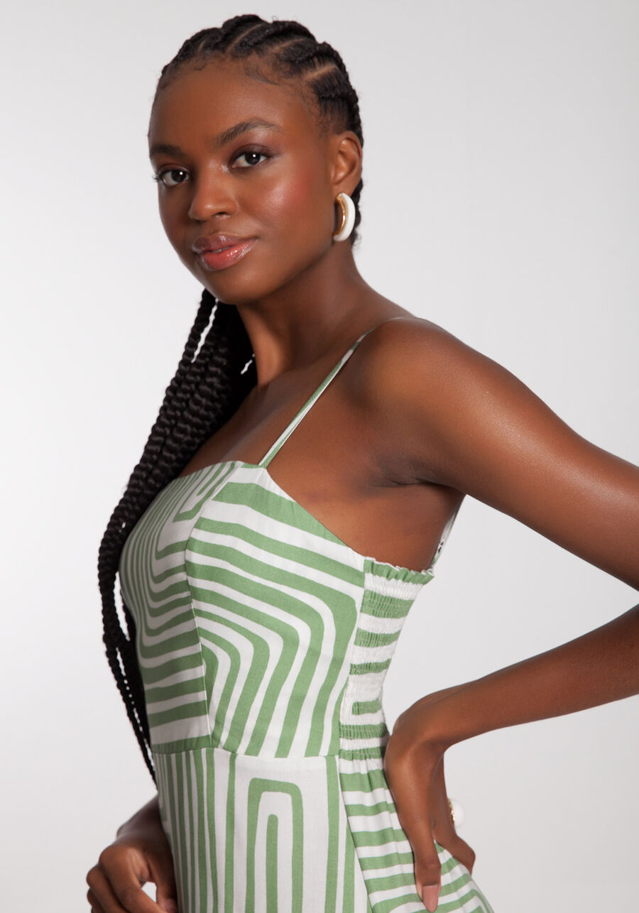 Vestido Midi Estampado em Viscose com Decote Reto, CONTORNOS VERDE. Vestido Midi Estampado em Viscose com Decote Reto, CONTORNOS VERDE, large.