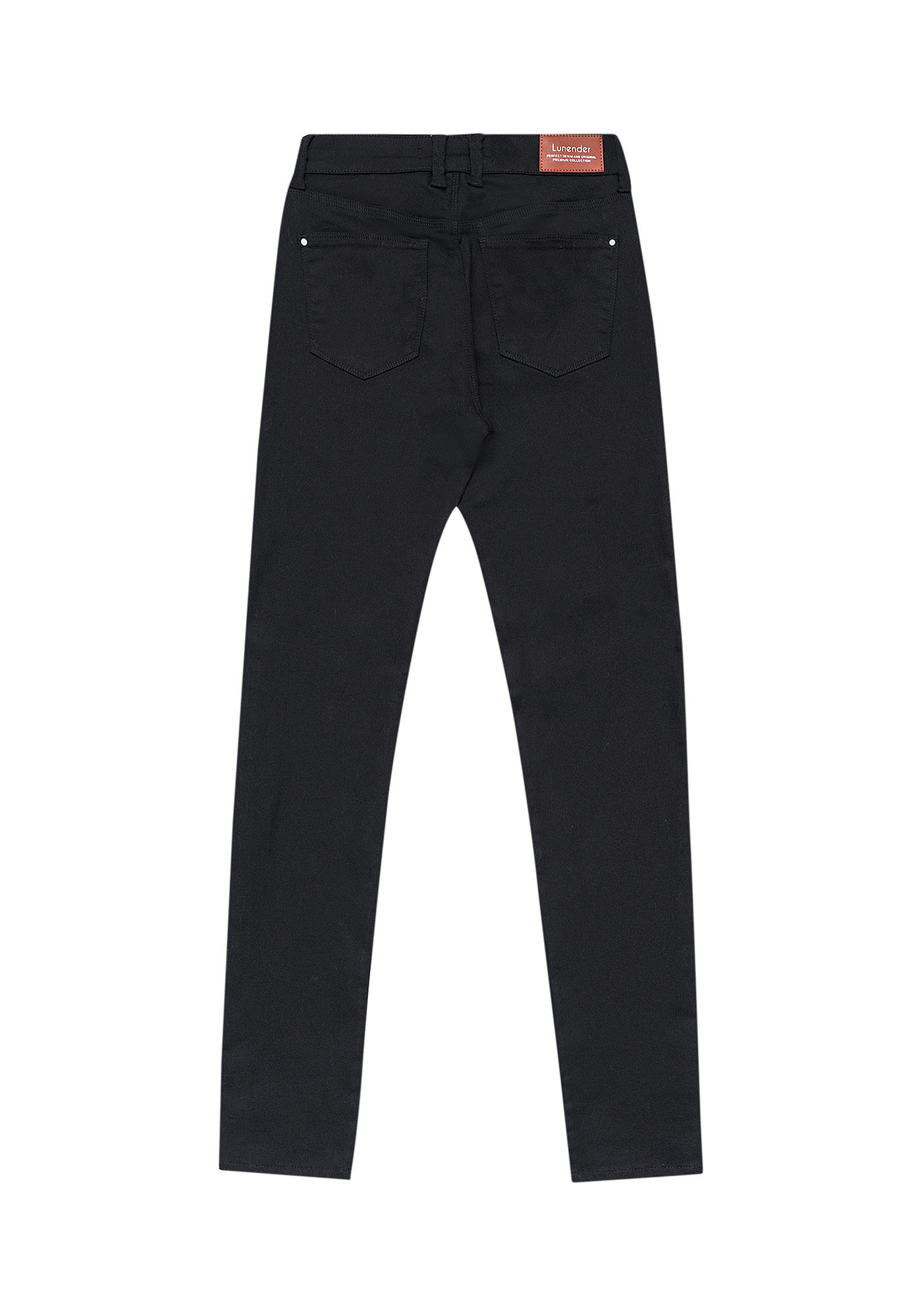 Cal&ccedil;a Skinny De Cintura M&eacute;dia Em Sarja Amaciada Com Elastano, PRETO REATIVO, large.