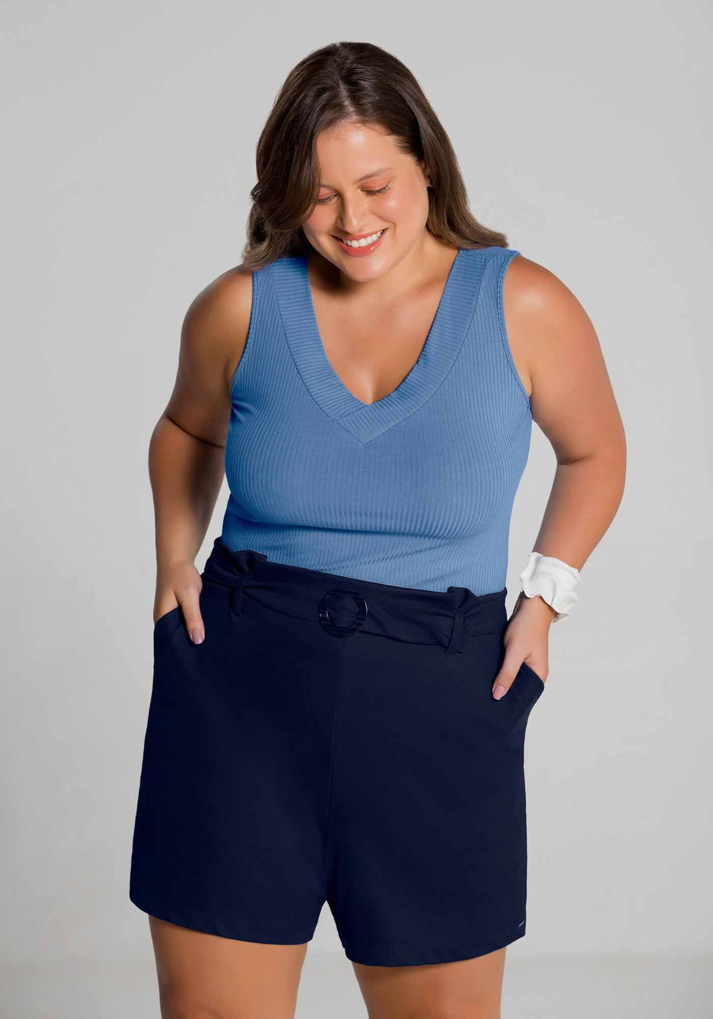 Shorts de malha plus size outlet