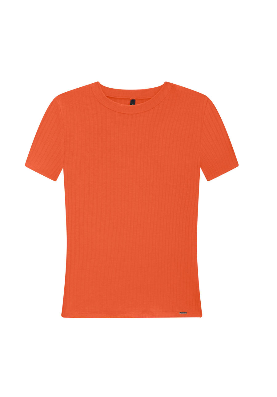 Blusa Básica Canelada De Mangas Curtas Com Gola, . Blusa Básica Canelada De Mangas Curtas Com Gola, , large.