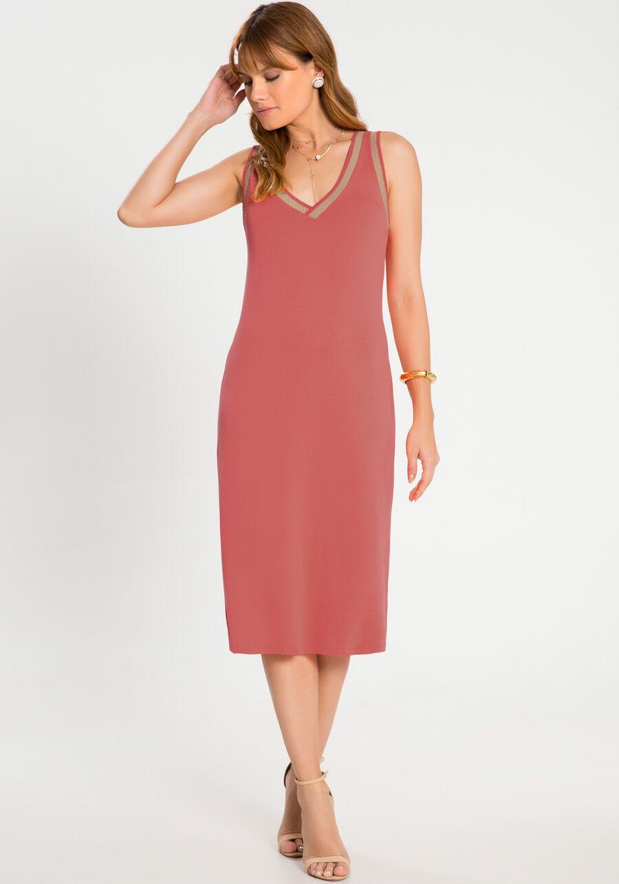 Vestido Midi em Moletom Viscose com Retilínea, . Vestido Midi em Moletom Viscose com Retilínea, , large.