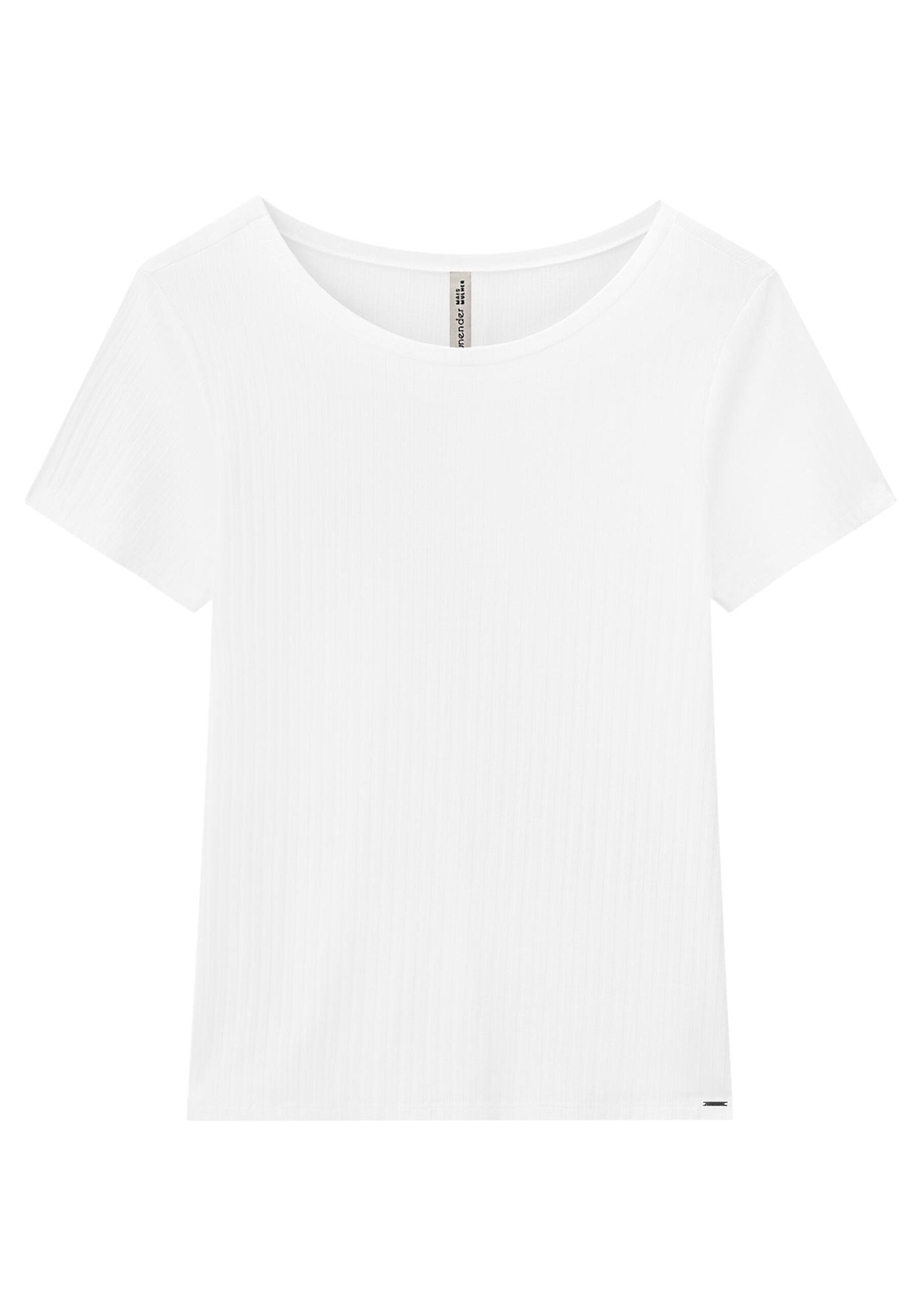 Blusa De Mangas Curtas Em Malha Canelada De Viscose, BRANCO, large. image number 0