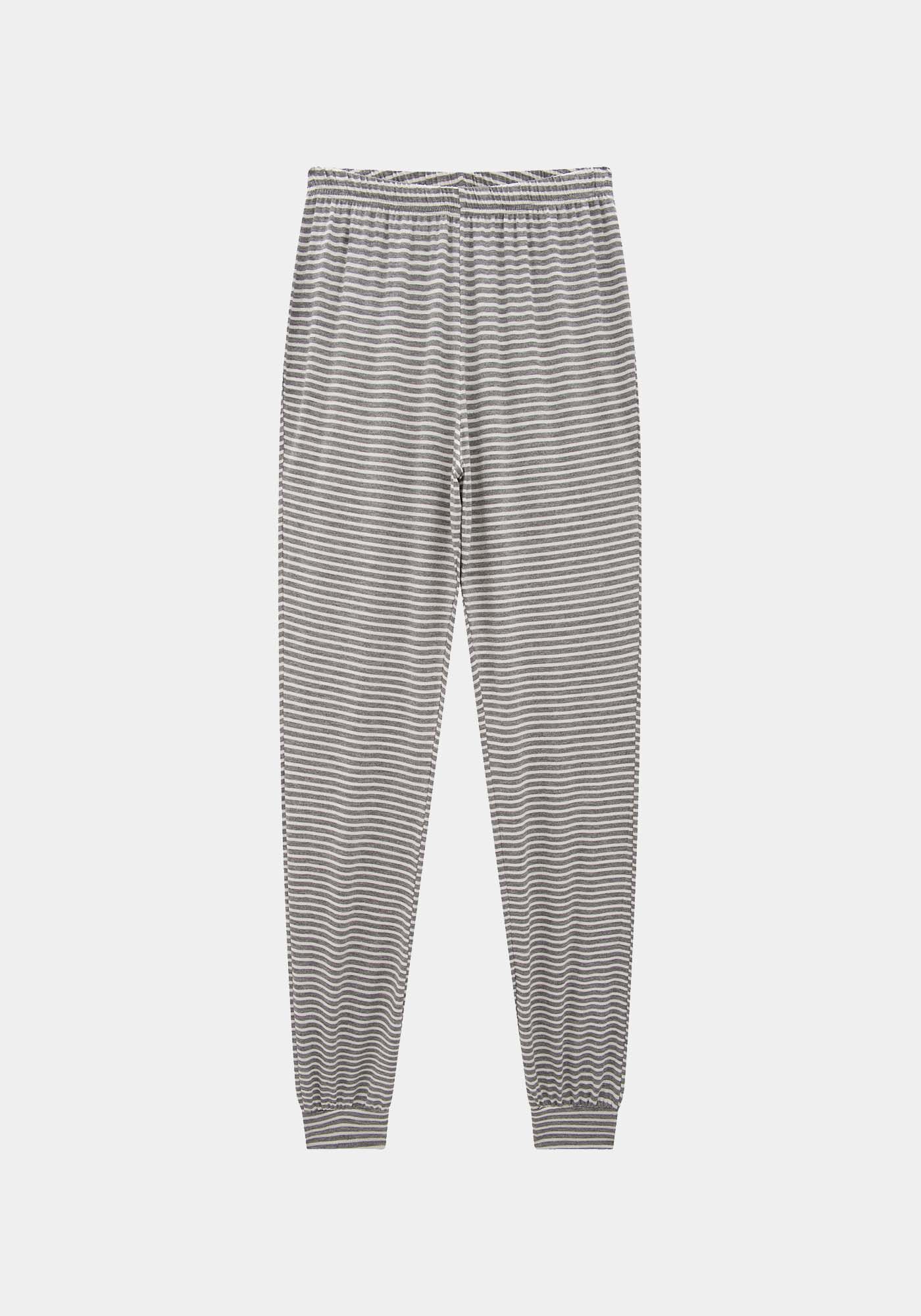 Pijama Listrado em Malha com Cal a e Blusa Manga Longa
