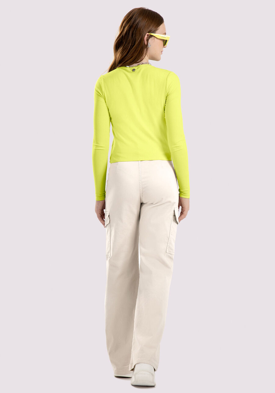 Blusa Canelada Juvenil com Recorte Frente, AMARELO VERSO. Blusa Canelada Juvenil com Recorte Frente, AMARELO VERSO, large.