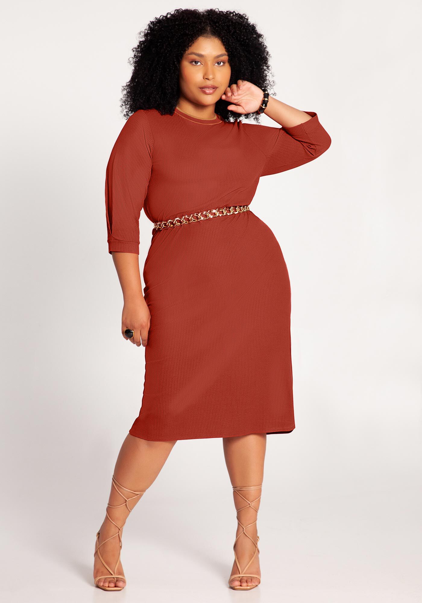 Vestido canelado plus sales