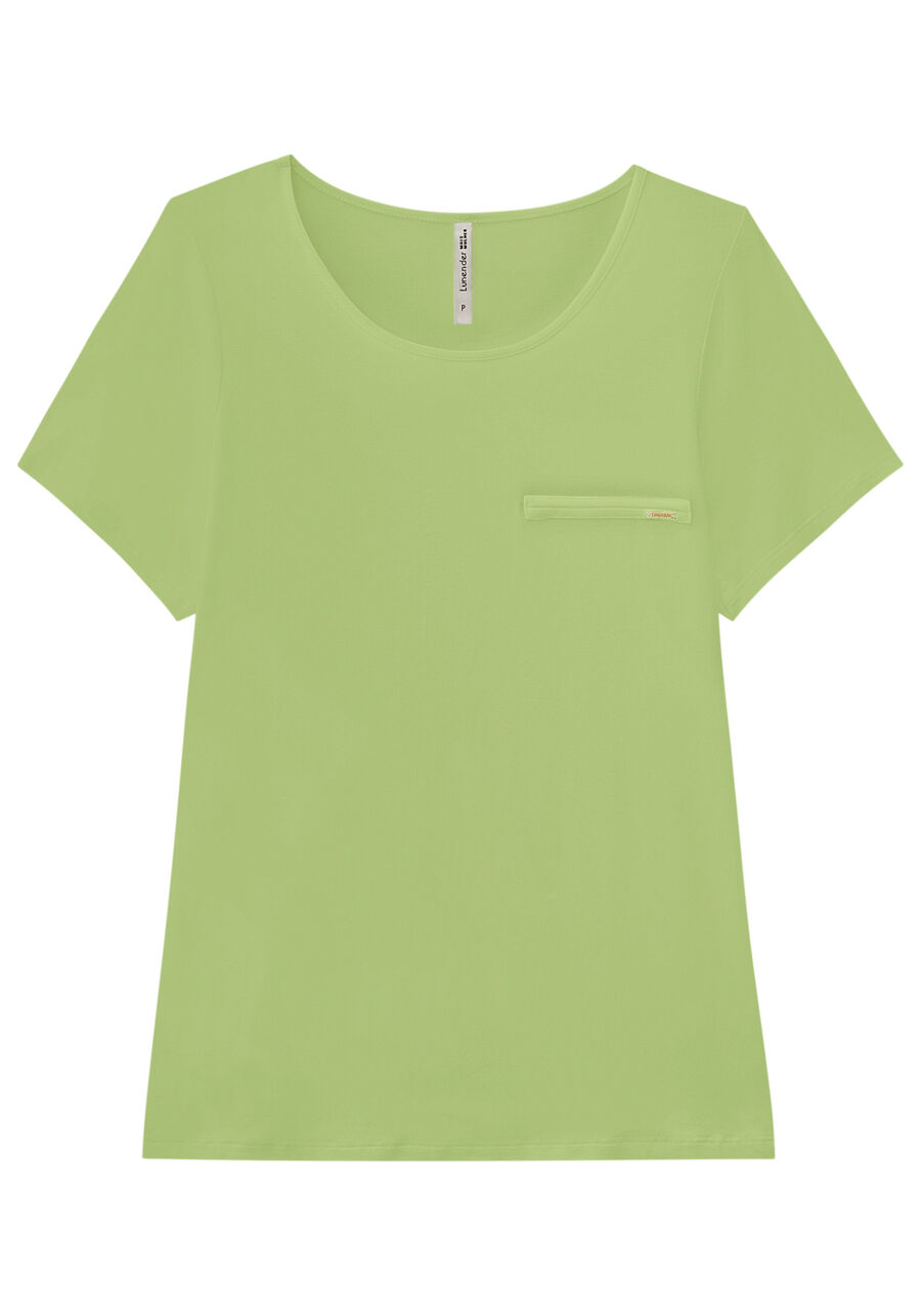 Blusa Básica Lisa De Mangas Curtas Com Detalhe Frontal, . Blusa Básica Lisa De Mangas Curtas Com Detalhe Frontal, , large.