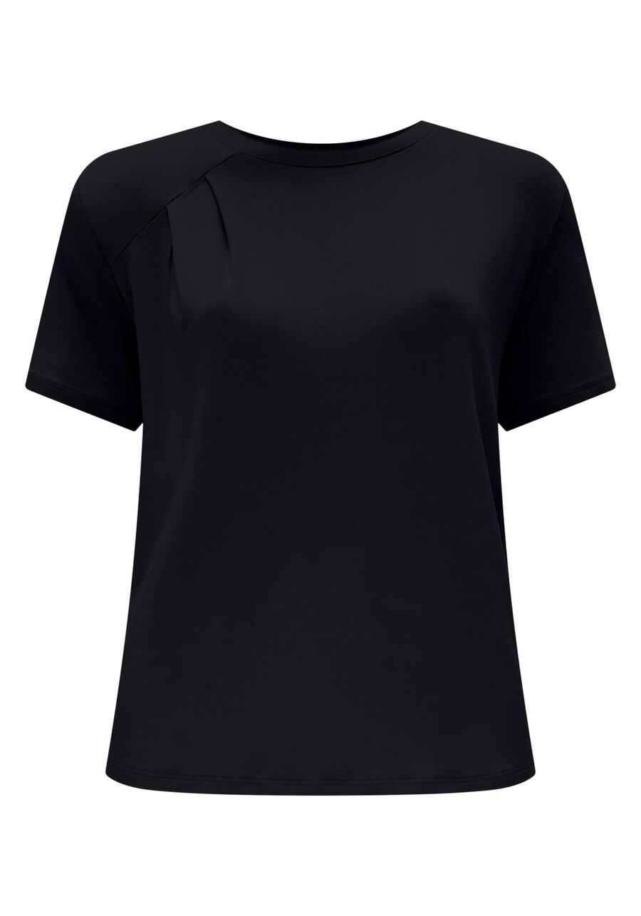 Blusa Acinturada De Mangas Curtas Com Recorte Drapeado, . Blusa Acinturada De Mangas Curtas Com Recorte Drapeado, , large.