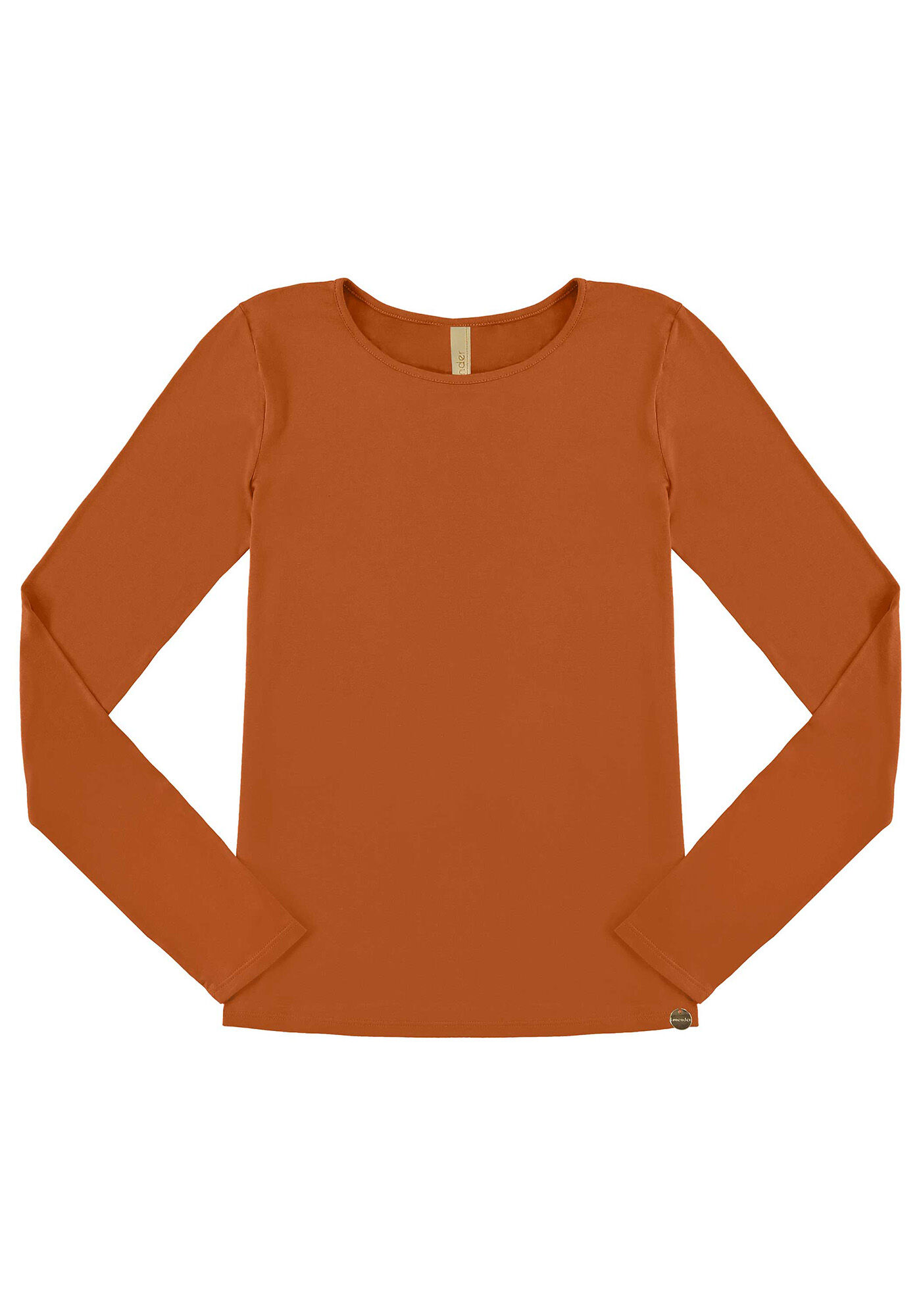 Blusa B&aacute;sica De Mangas Longas Em Malha Com Elastano, , large.