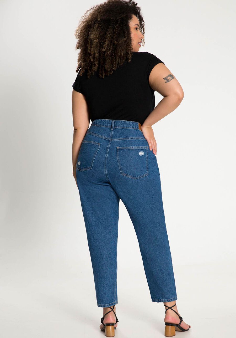 Calça Mommy Jeans com Puídos Plus Size, , large.