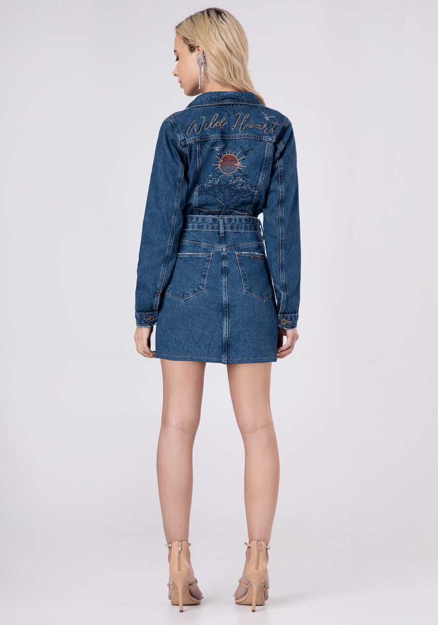 Saia Curta Jeans Cintura Alta com Cinto, . Saia Curta Jeans Cintura Alta com Cinto, , large.