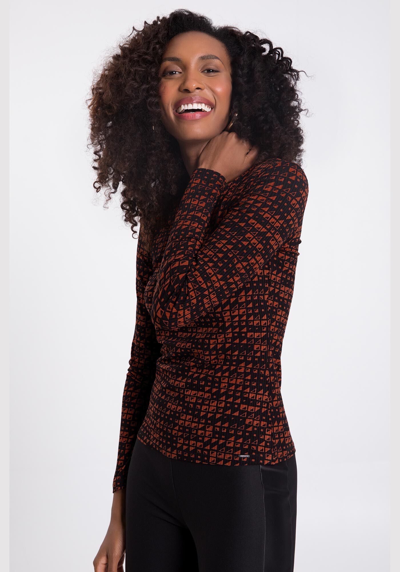 Blusa estampada manga sales longa