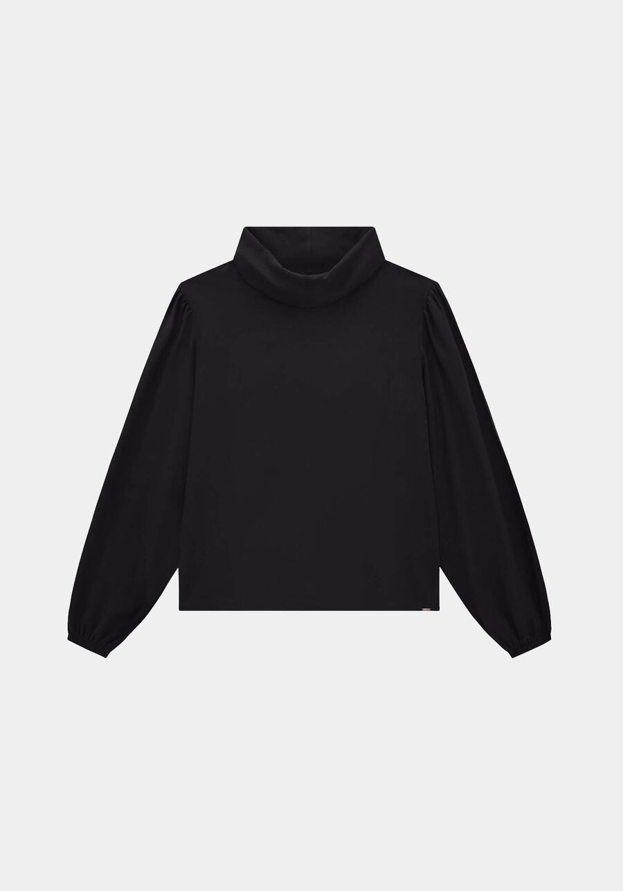 Blusa Ampla em Viscose Gola Alta, . Blusa Ampla em Viscose Gola Alta, , large.