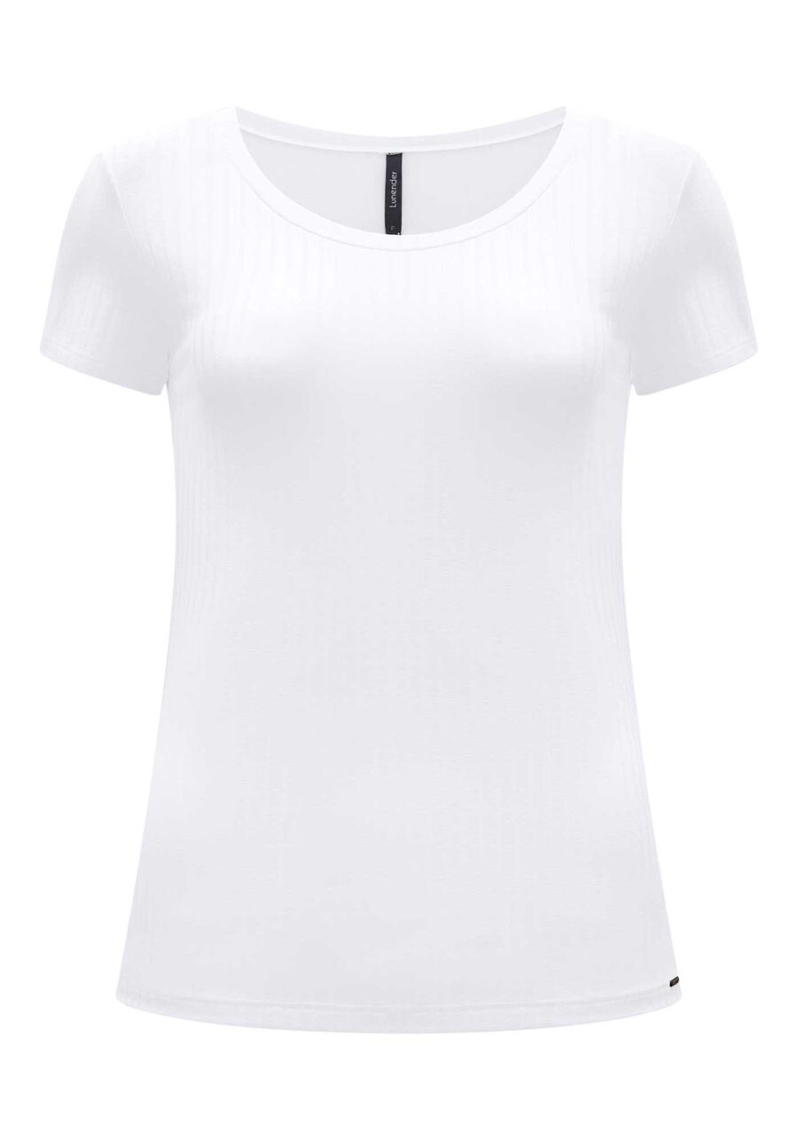 Blusa Em Malha Canelada Com Mangas Curtas E Decote Redondo, . Blusa Em Malha Canelada Com Mangas Curtas E Decote Redondo, , large.
