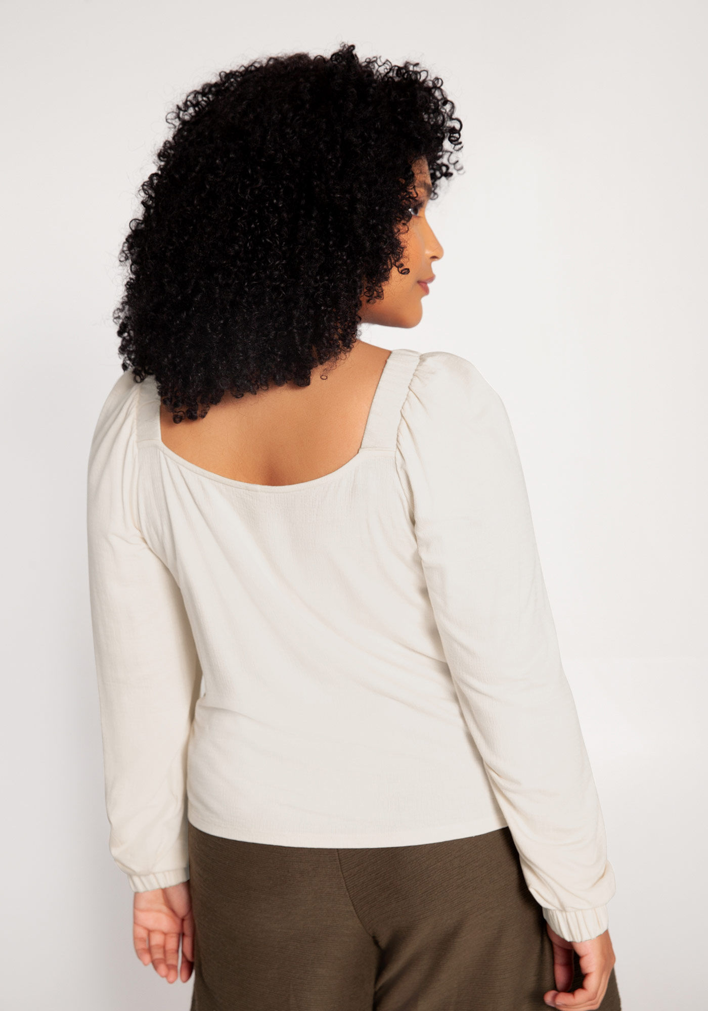 Blusa Plus Size em Malha com Mangas Bufantes, , large.