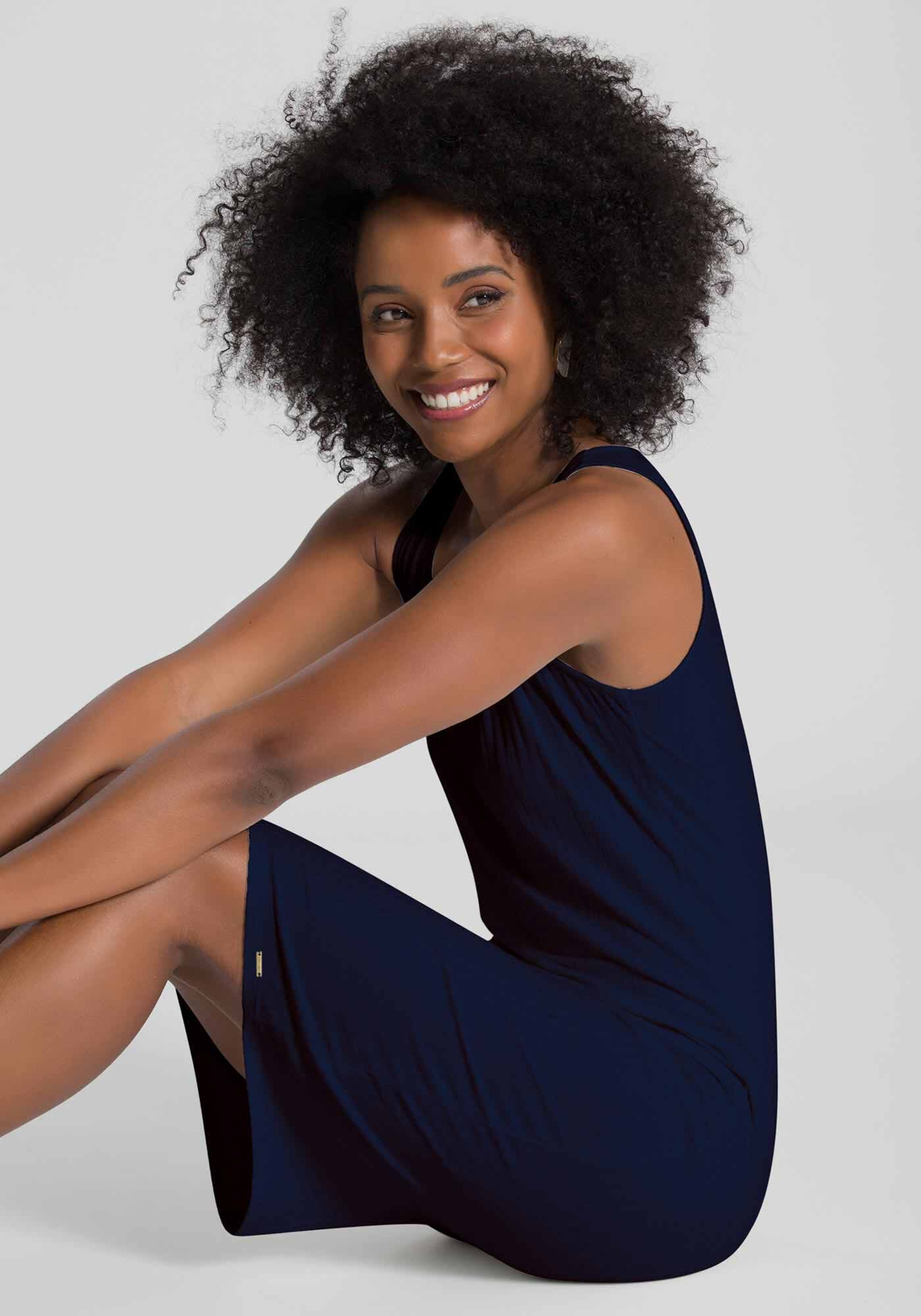 Vestido Curto B&aacute;sico Com Decote Redondo Em Malha Canelada, , large.