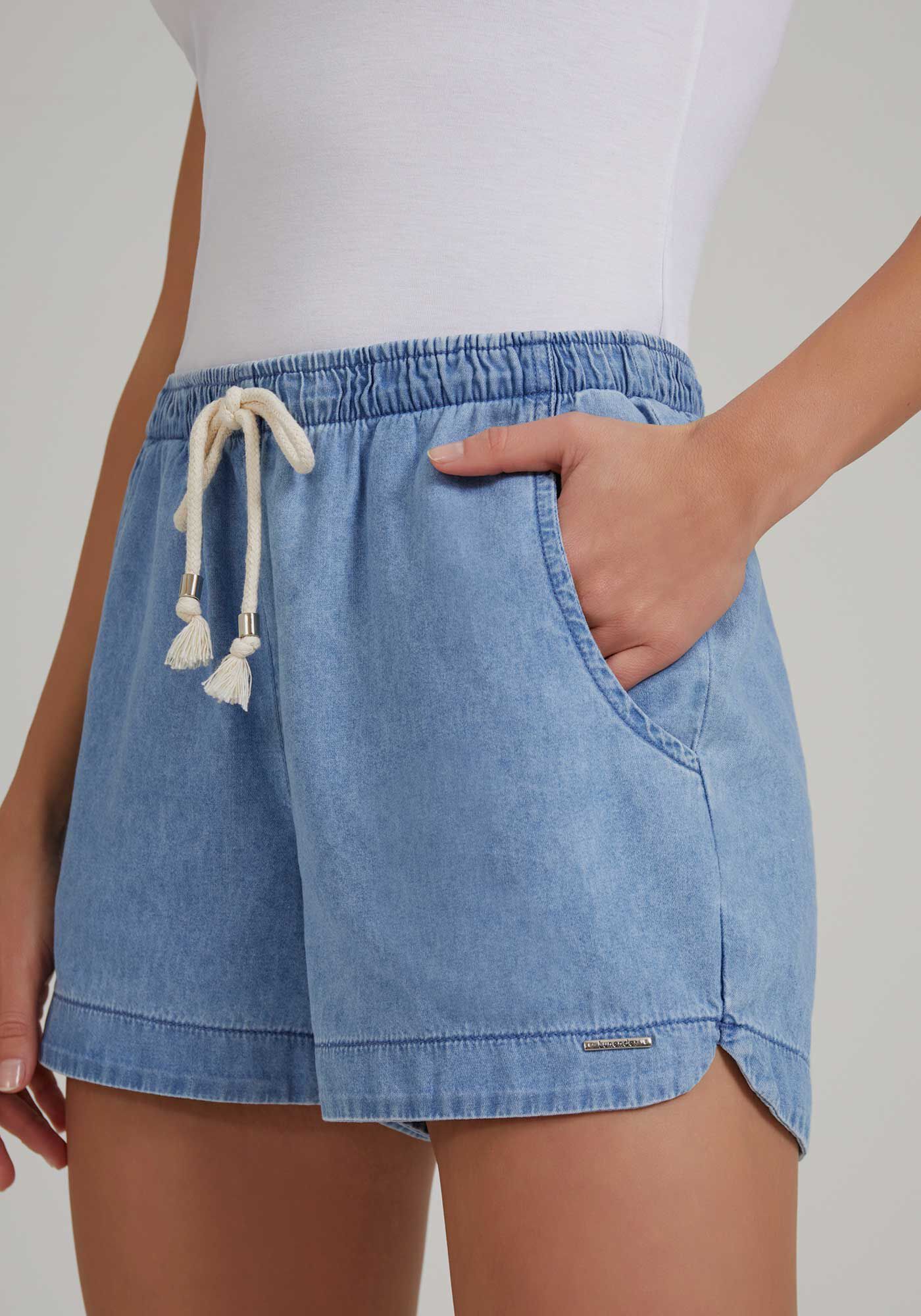 Short jeans com cadarço sales