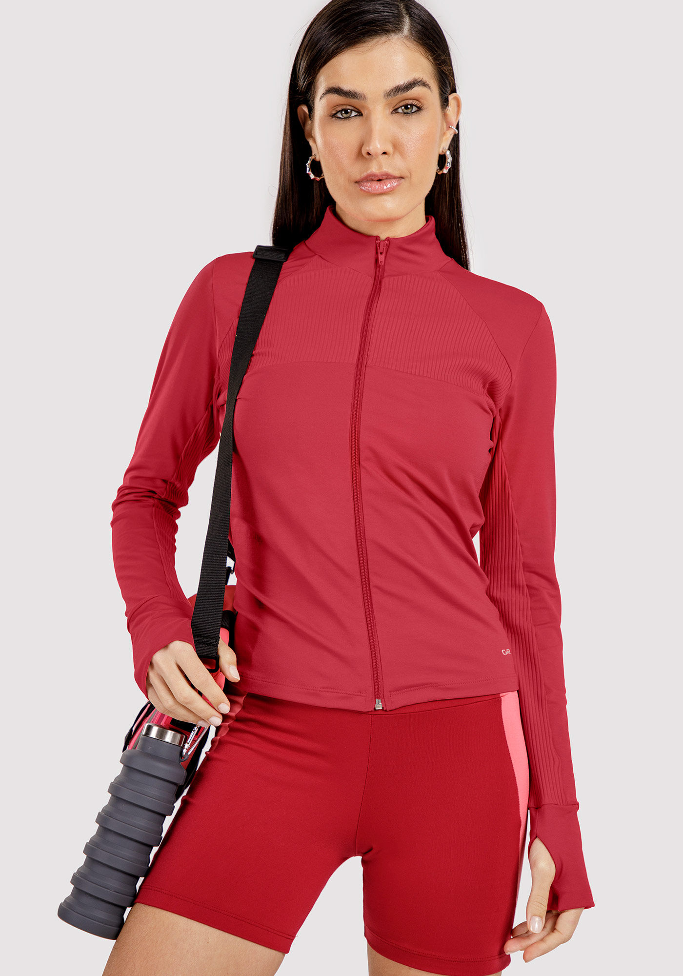 Jaqueta Gola Alta com Abertura Dedo, VERMELHO CEDRO-ROSA, large.