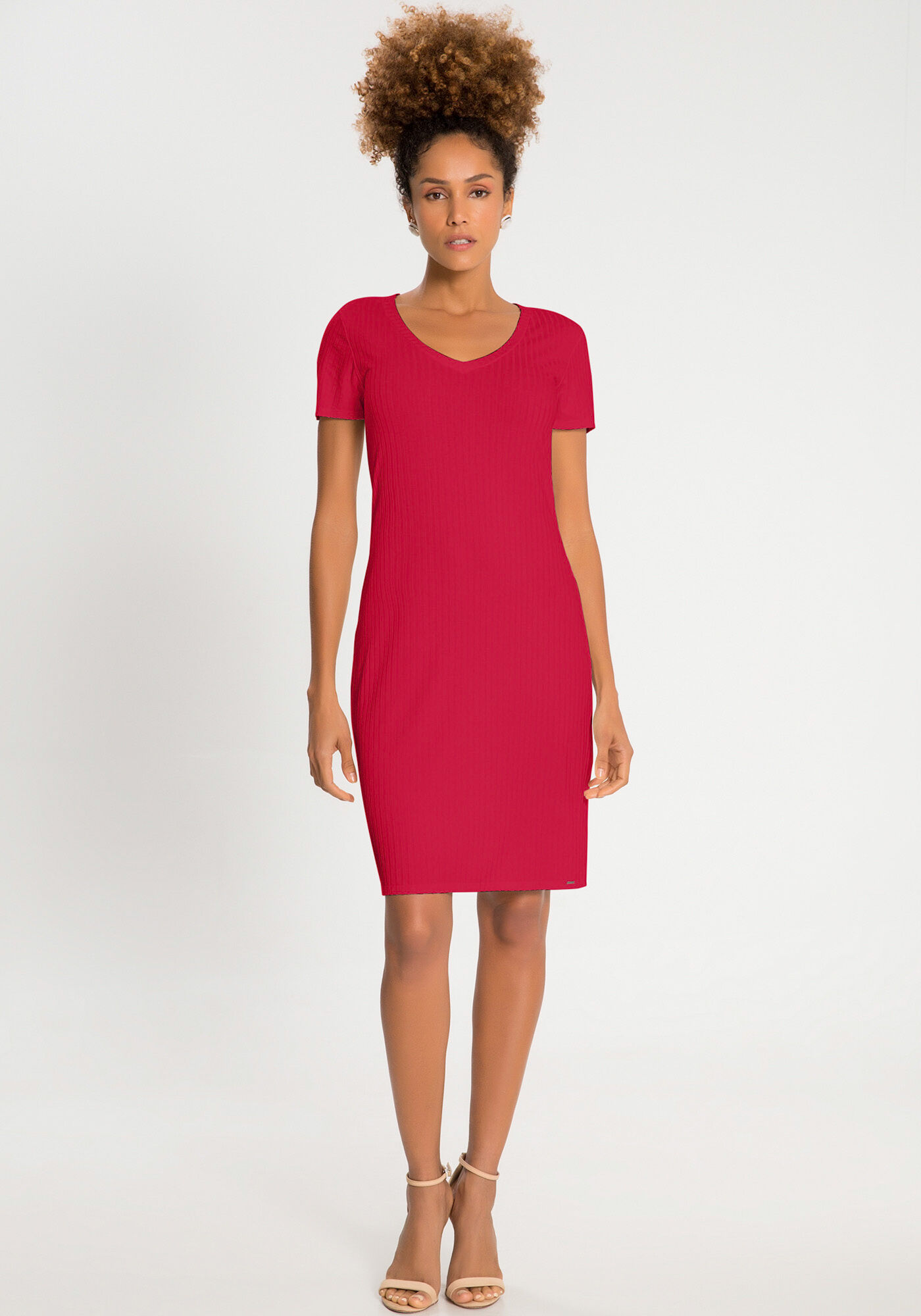 Vestido vermelho basico curto clearance