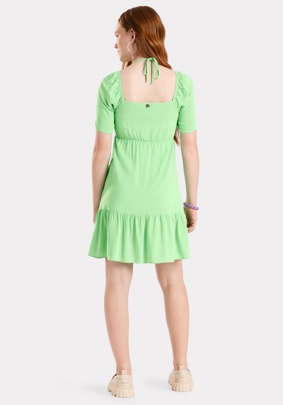 Vestido Curto Juvenil com Amarração Franzida Decote, . Vestido Curto Juvenil com Amarração Franzida Decote, , large.