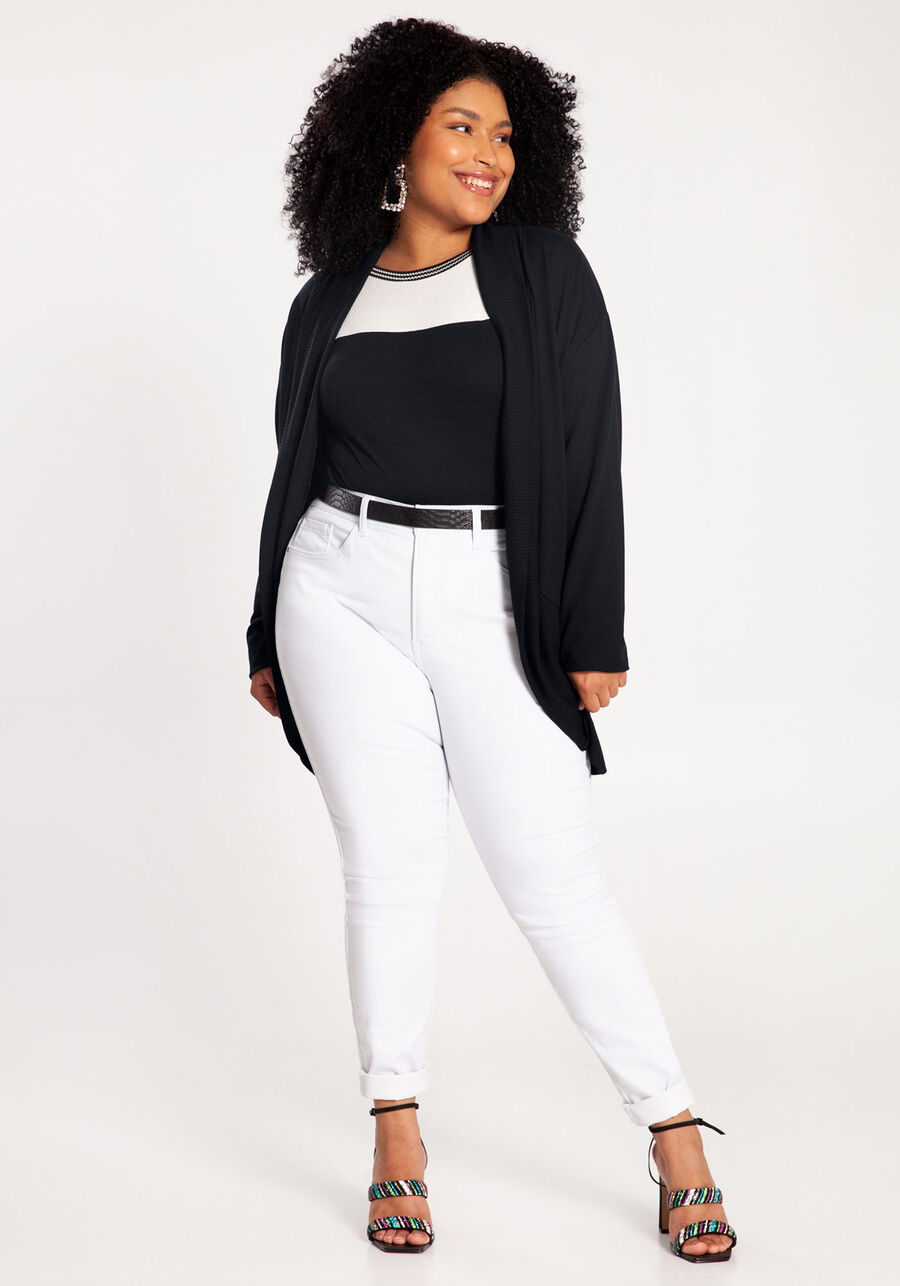 Cardigan Plus Size em Moletom Alongado, . Cardigan Plus Size em Moletom Alongado, , large.