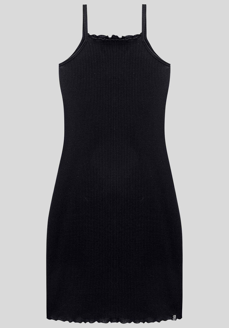 Vestido Curto Juvenil Canelado com Picô, . Vestido Curto Juvenil Canelado com Picô, , large.