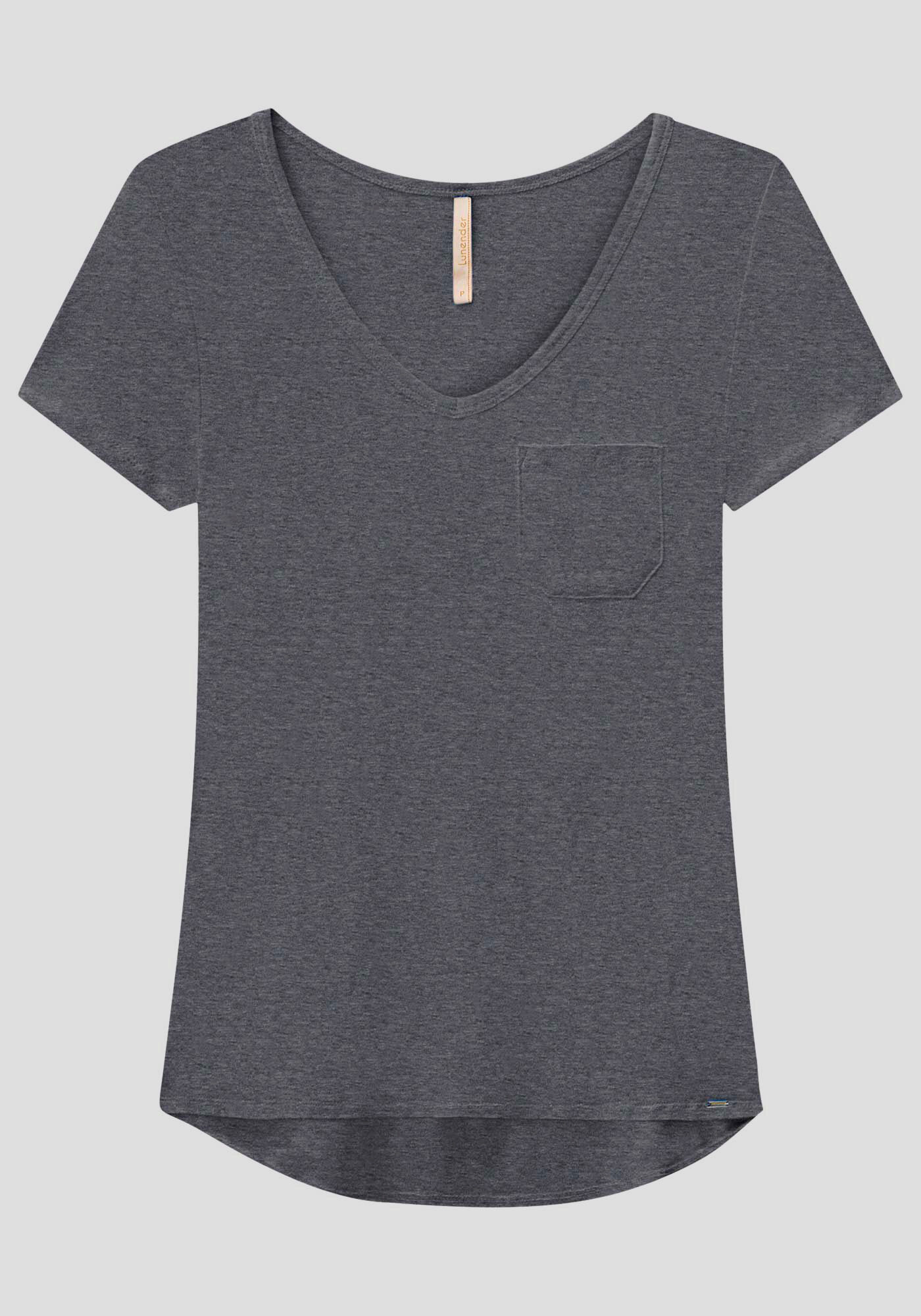 Blusa B&aacute;sica em Malha Viscose com Bolso, , large.