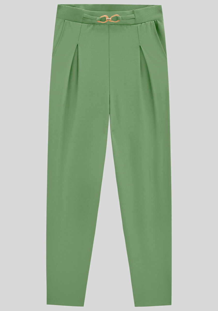 Calça Alfaiataria com Bolsos e Detalhe Cós, VERDE BOSQUE, large.