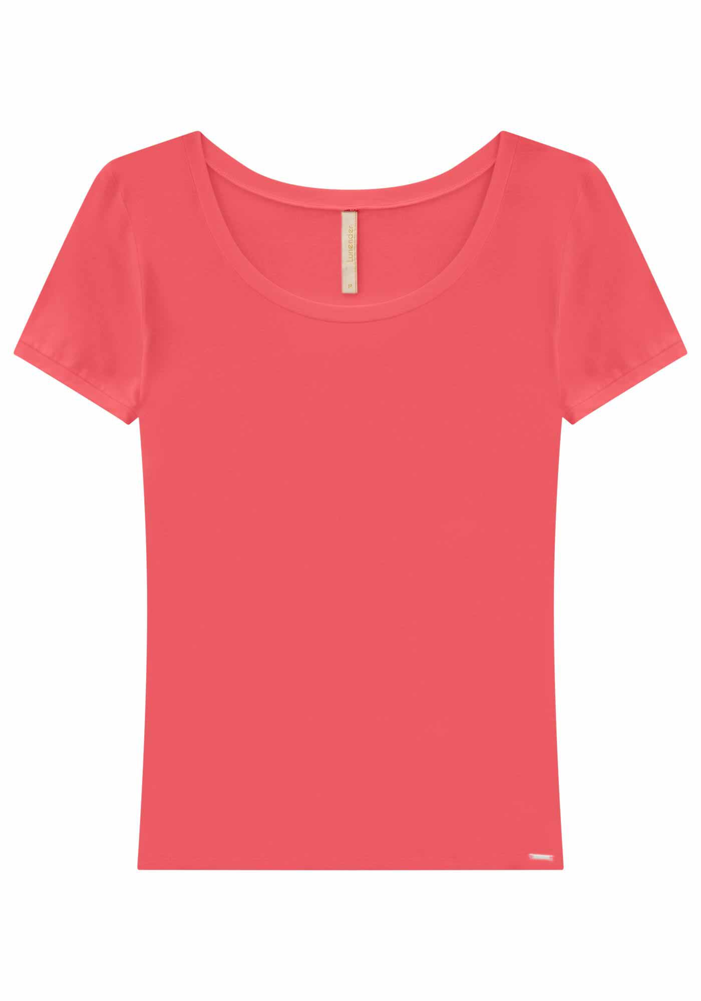 Blusa B&aacute;sica Lisa De Mangas Curtas Em Malha De Viscose, , large.